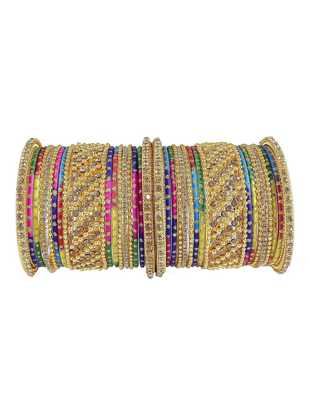 

NMII Set of 38 Artificial Beads Bangles, Gold