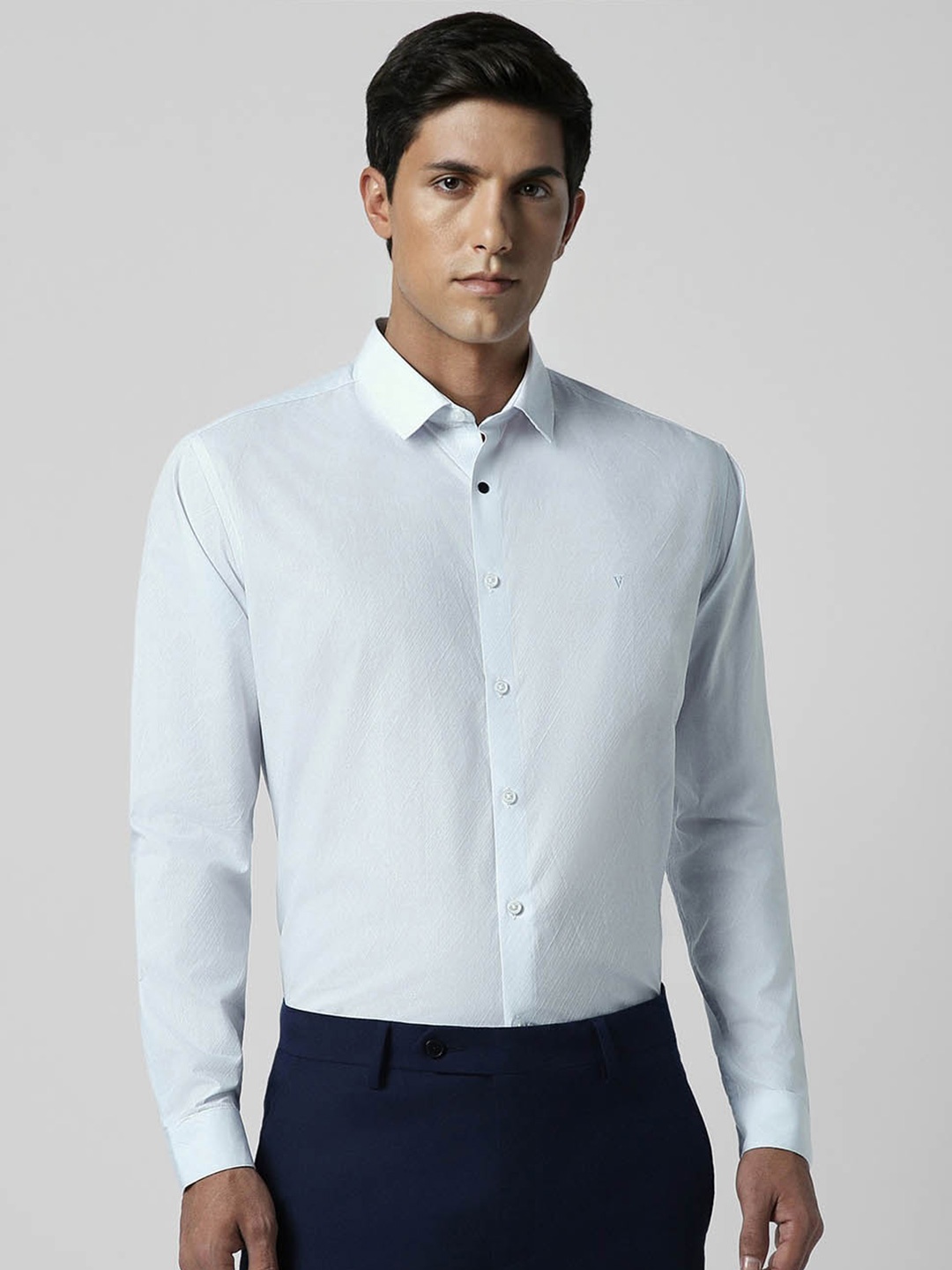 

V Dot Slim Fit Textured Formal Shirt, White