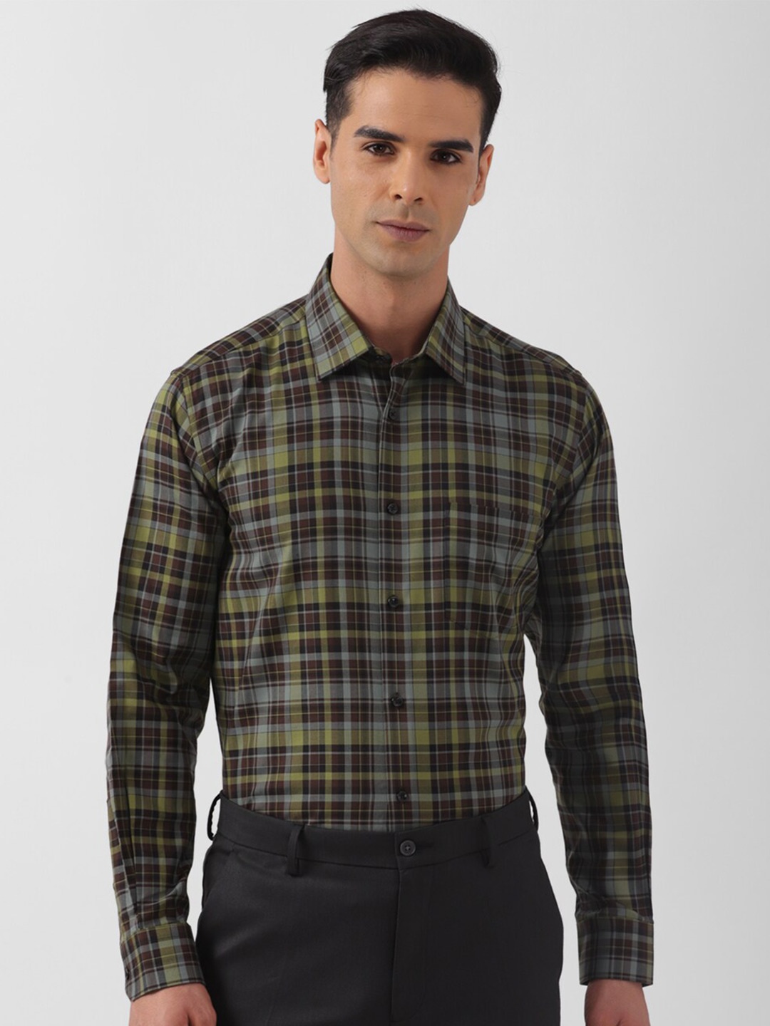 

Van Heusen Checked Regular Fit Pure Cotton Formal Shirt, Black