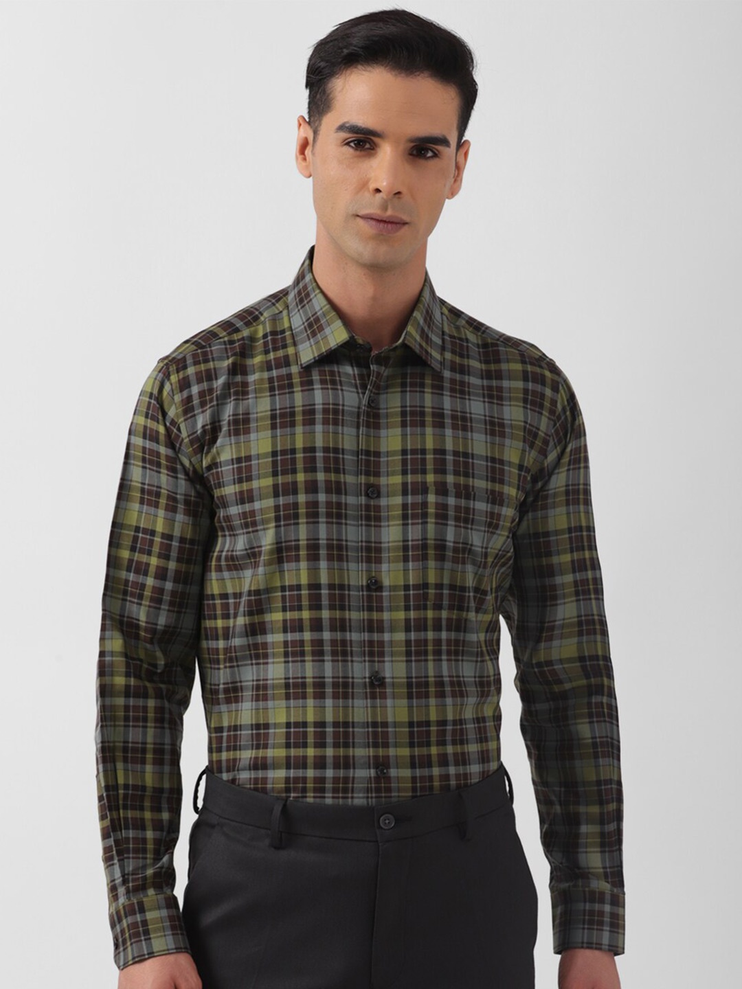 

Van Heusen Checked Regular Fit Pure Cotton Formal Shirt, Brown
