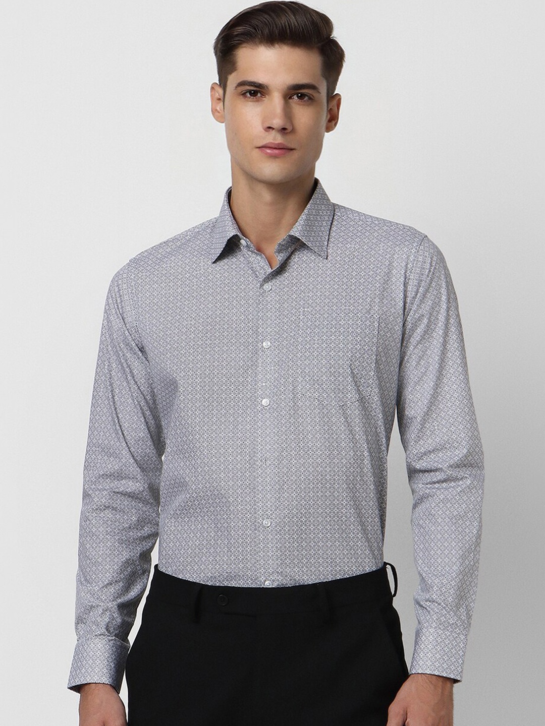 

Van Heusen Floral Printed Slim Fit Pure Cotton Formal Shirt, Grey