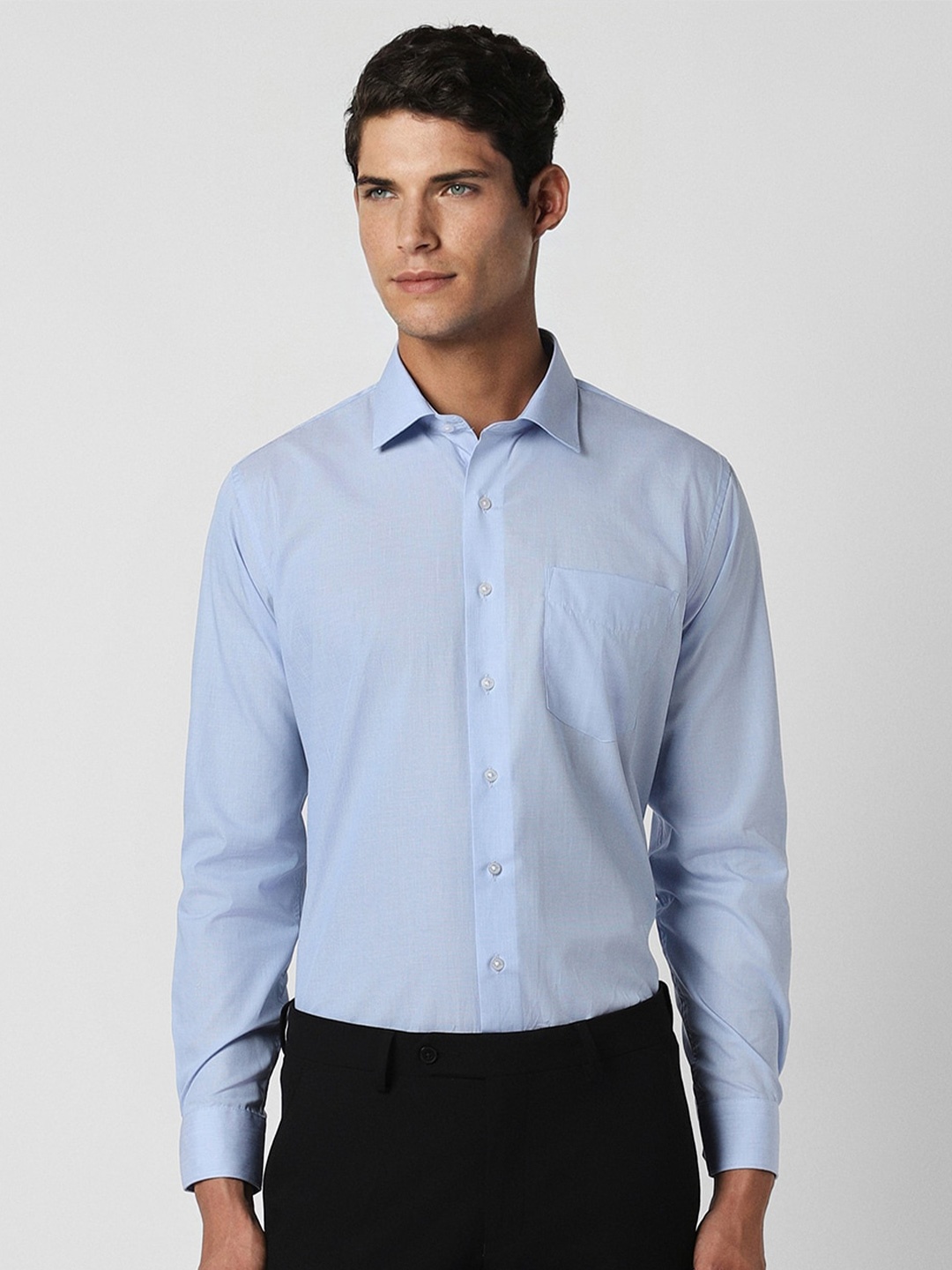 

Van Heusen Spread Collar Slim Fit Opaque Pure Cotton Formal Shirt, Blue