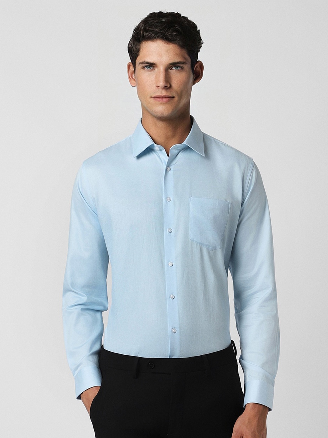 

Van Heusen Slim Fit Opaque Pure Cotton Formal Shirt, Blue