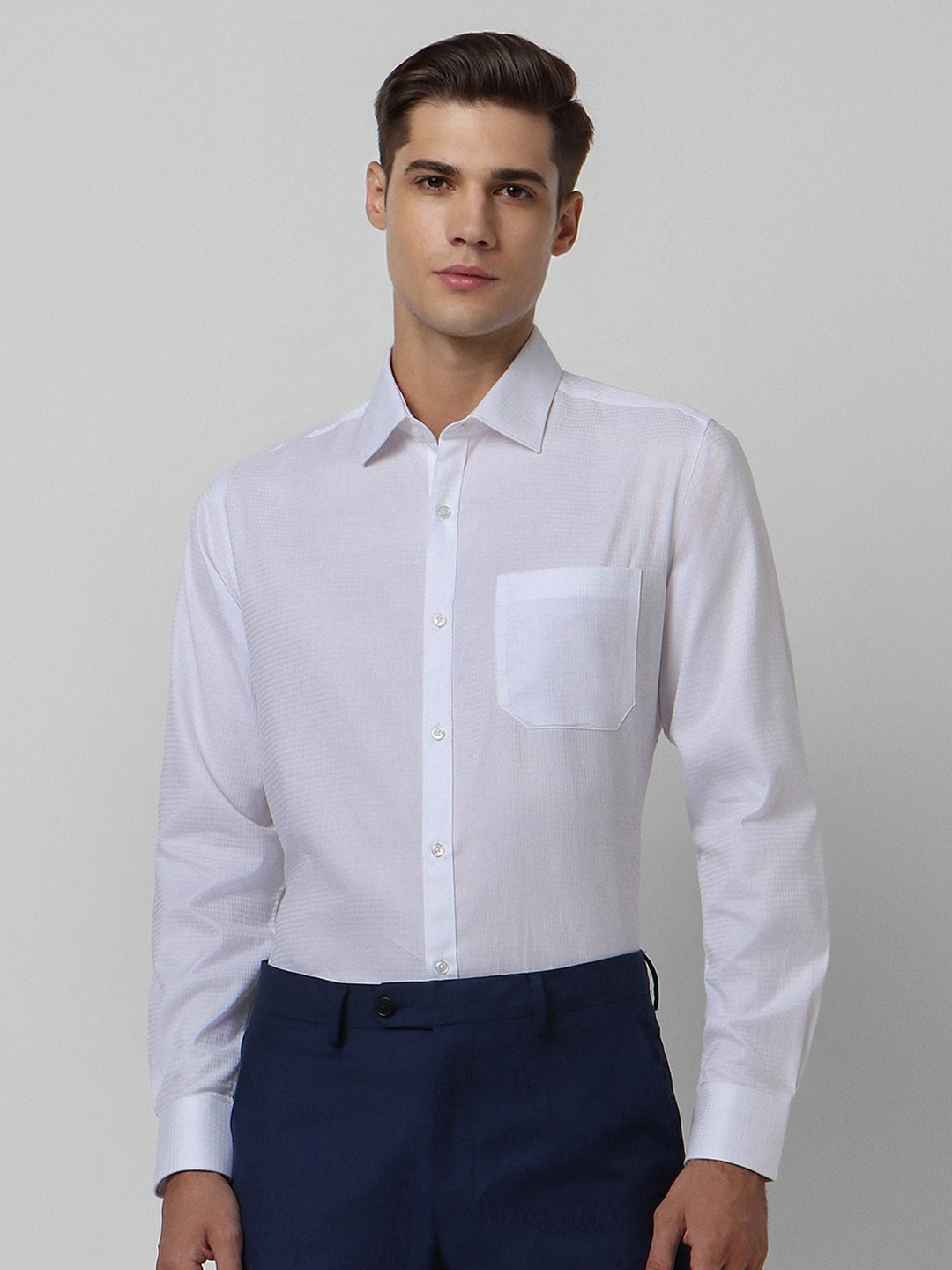 

Van Heusen Self Design Pure Cotton Formal Shirt, White
