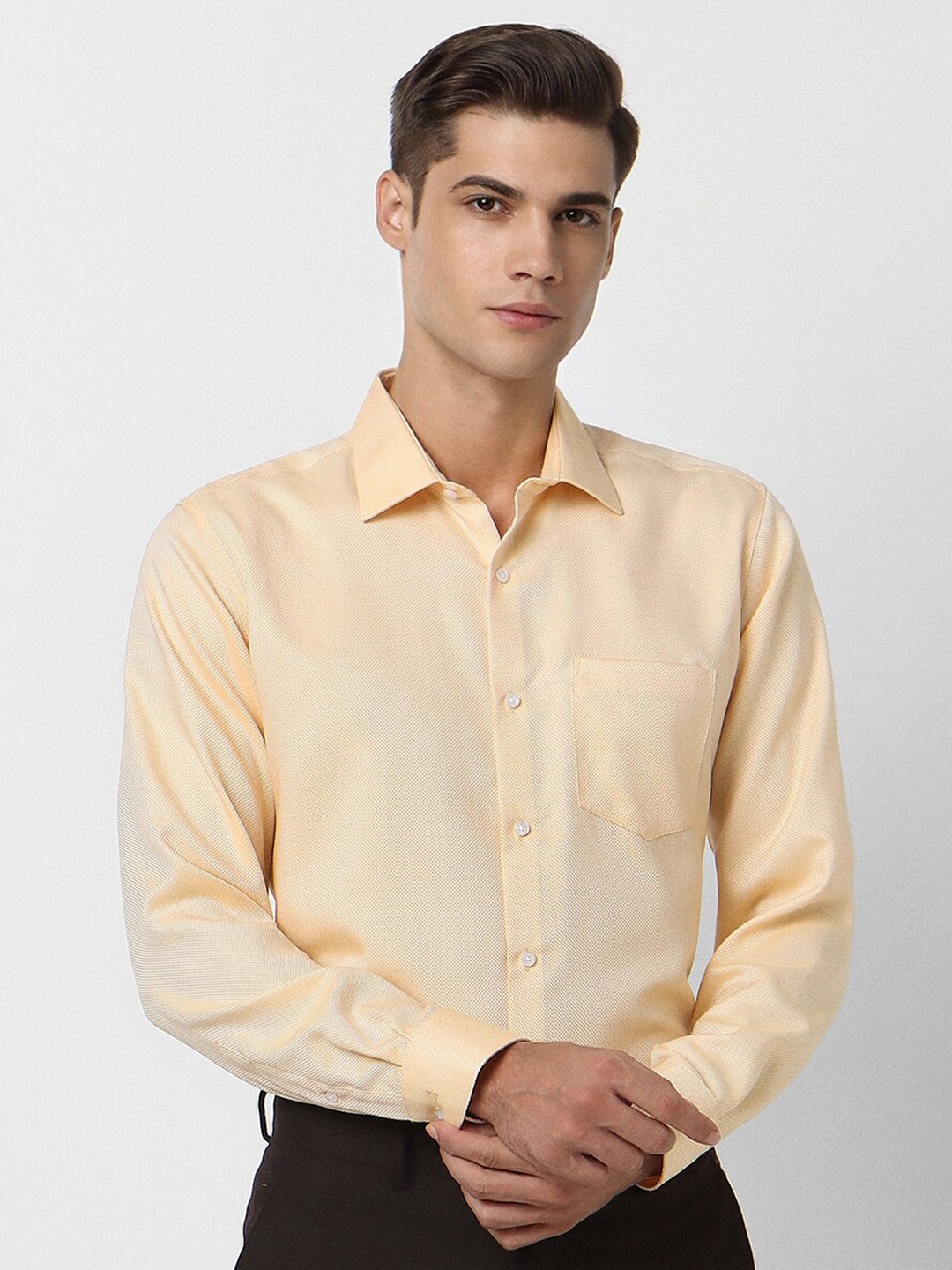 

Van Heusen Self Design Pure Cotton Formal Shirt, Peach