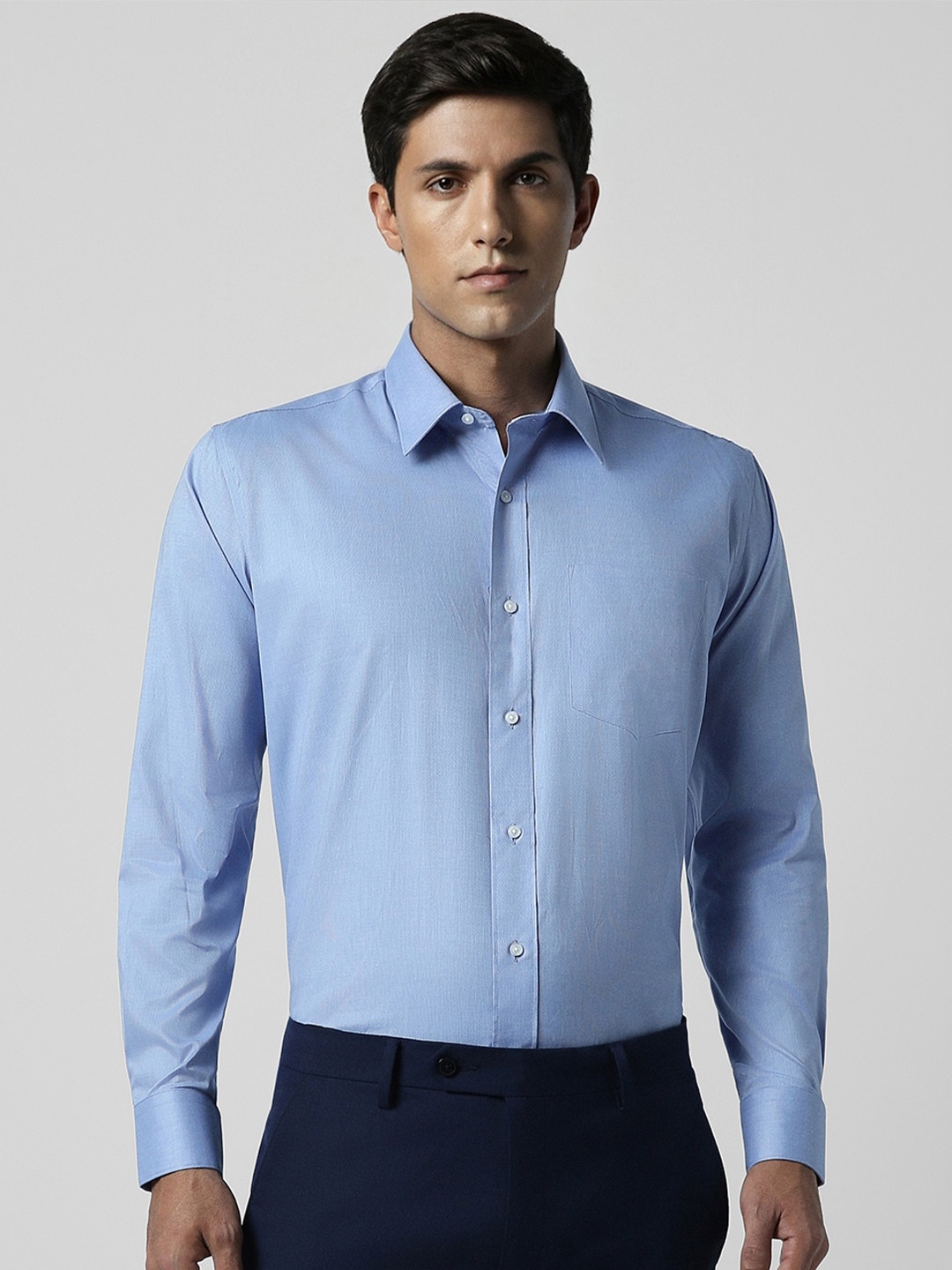 

Van Heusen Self Design Pure Cotton Formal Shirt, Blue