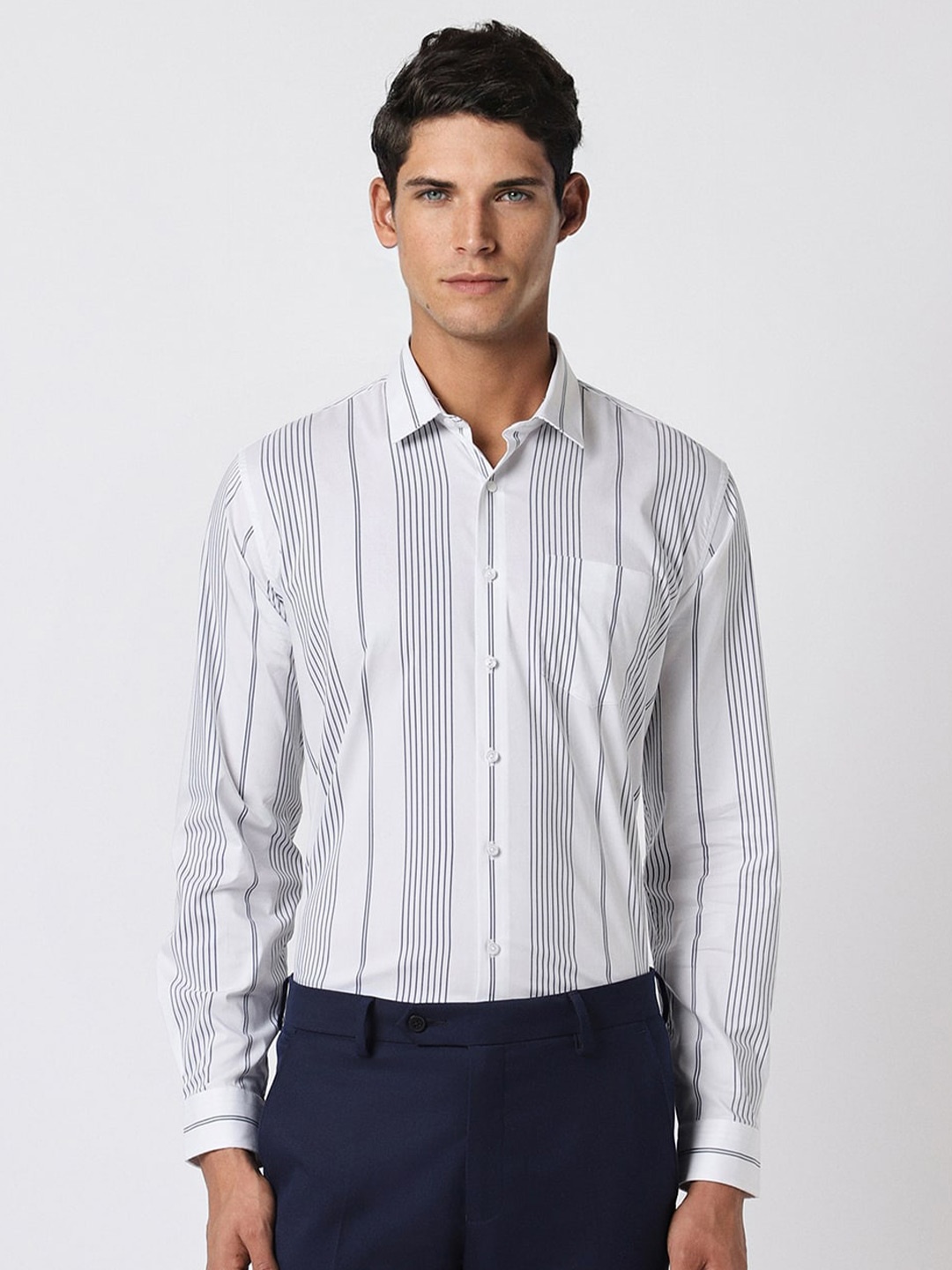 

Van Heusen Striped Slim Fit Cotton Formal Shirt, White