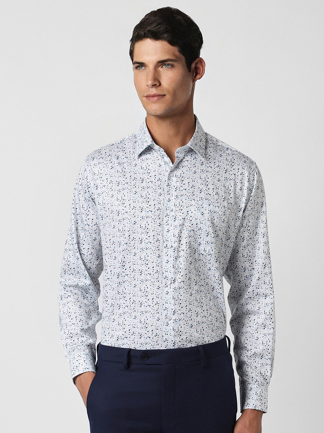 

Van Heusen Floral Printed Pure Cotton Formal Shirt, White