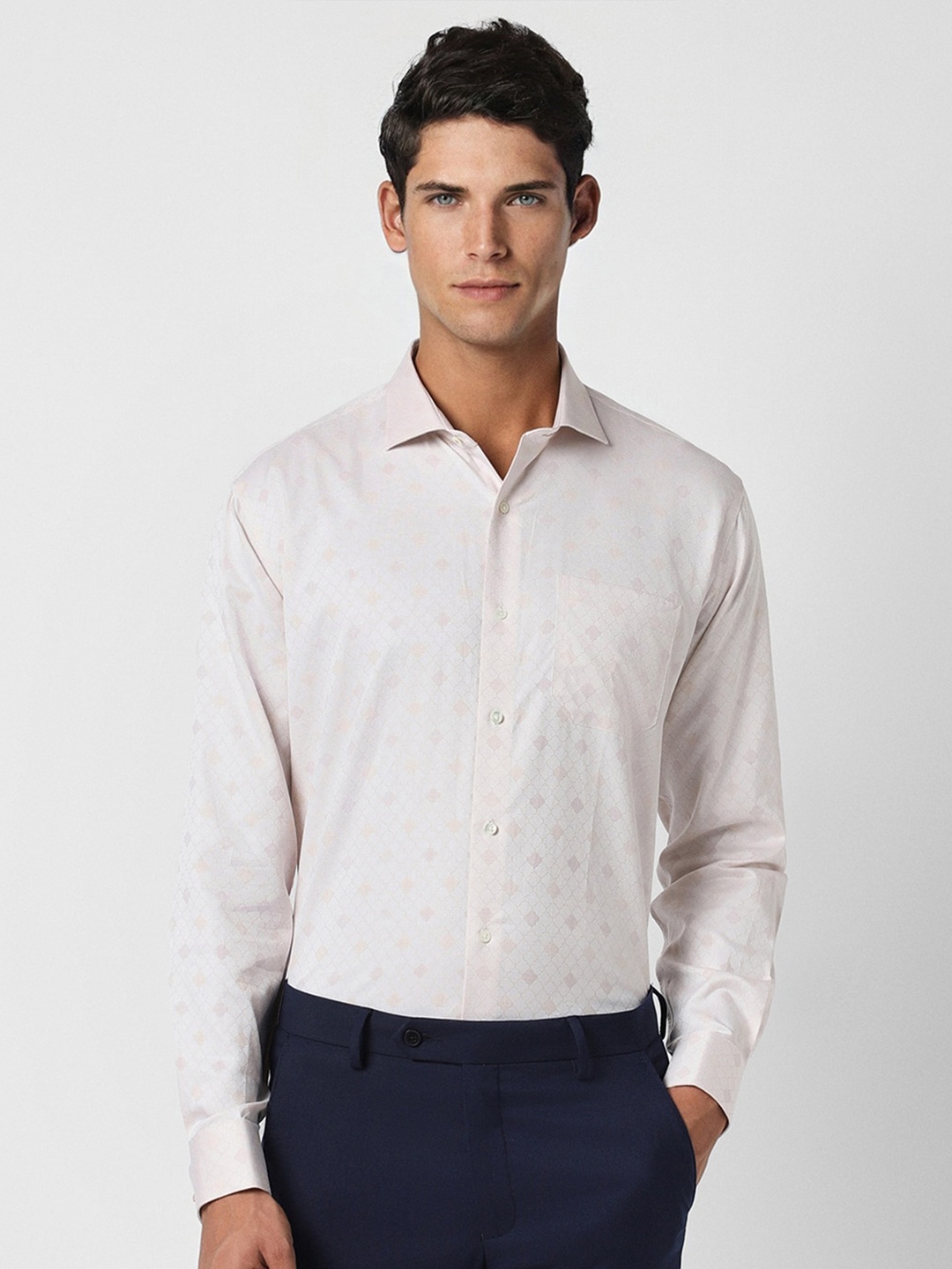

Van Heusen Self Design Pure Cotton Formal Shirt, Pink