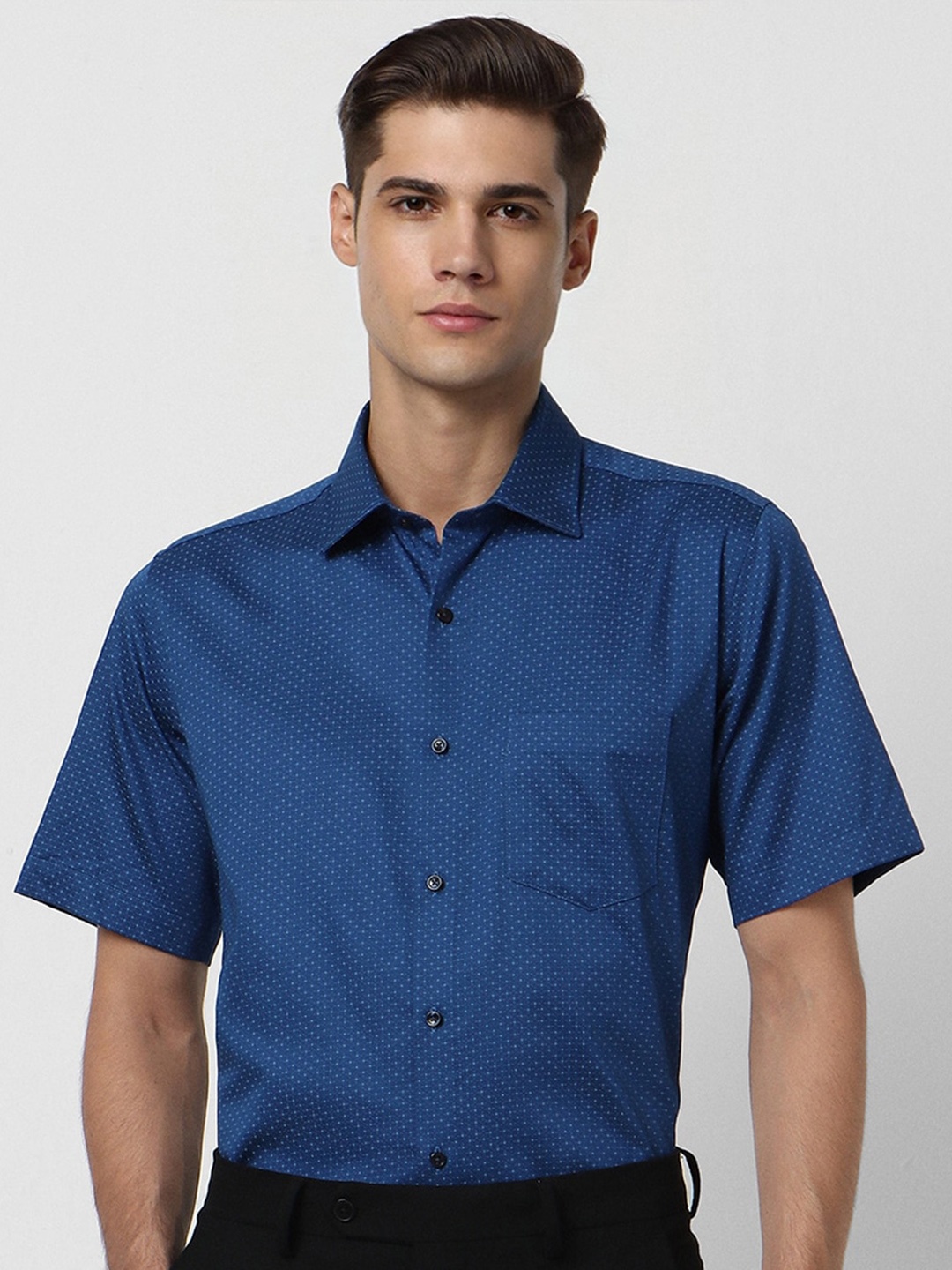 

Van Heusen Micro Ditsy Printed Pure Cotton Formal Shirt, Blue