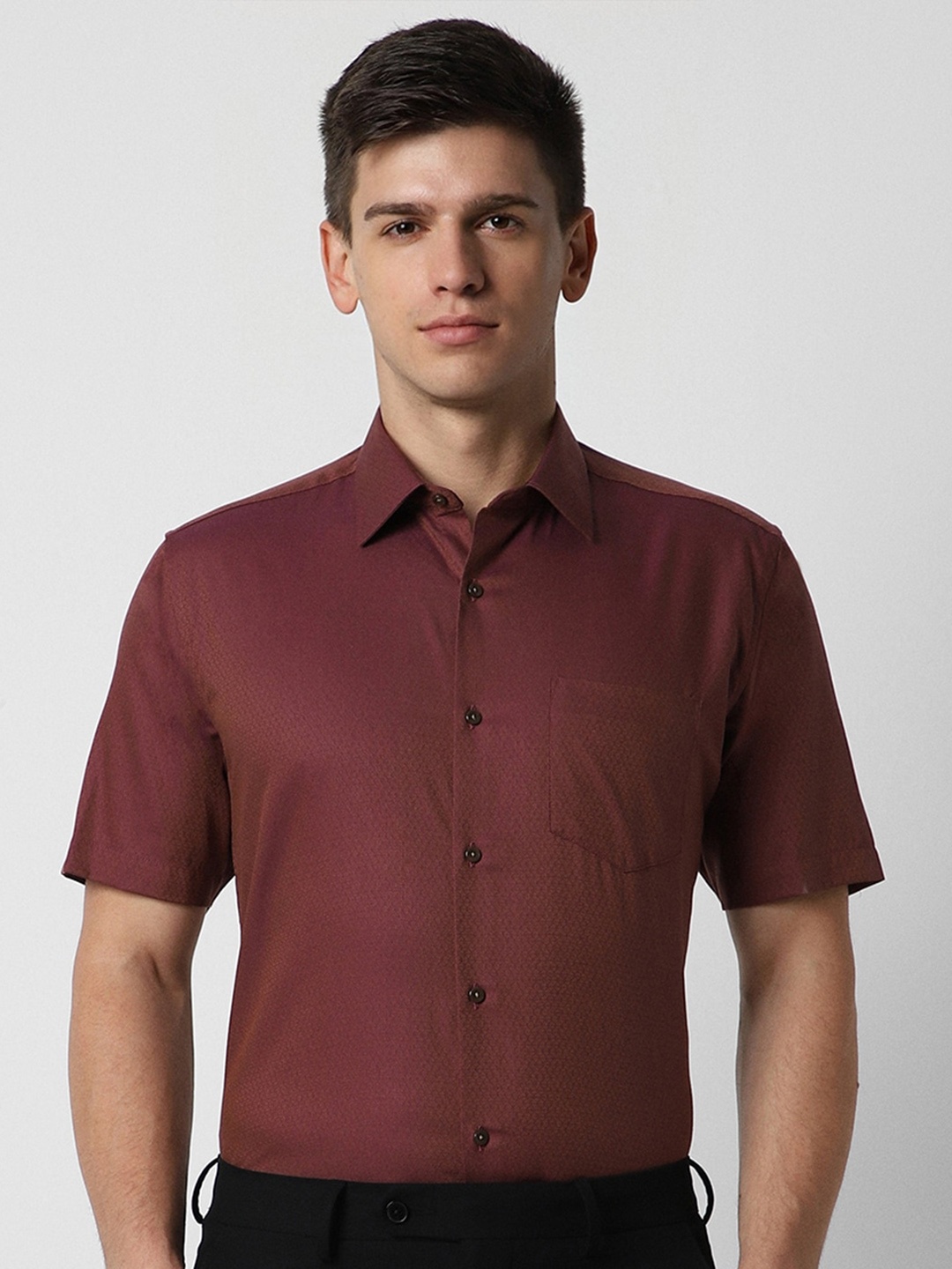 

Van Heusen Micro Ditsy Printed Pure Cotton Formal Shirt, Maroon