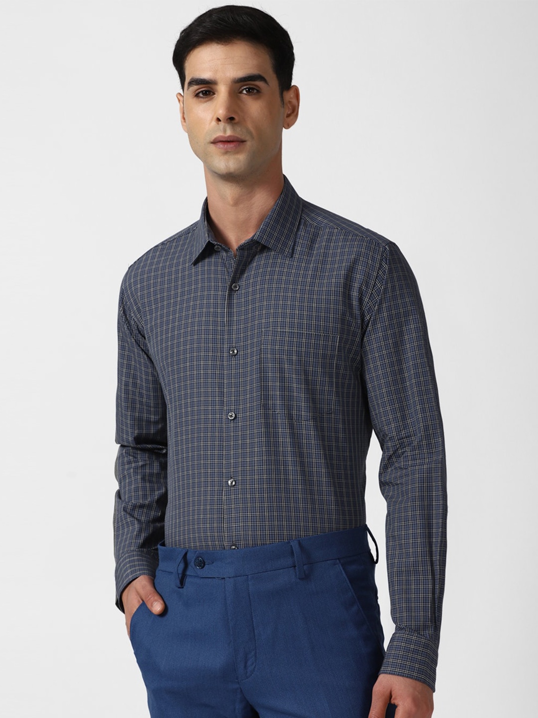

Van Heusen Checked Pure Cotton Floral Shirt, Blue