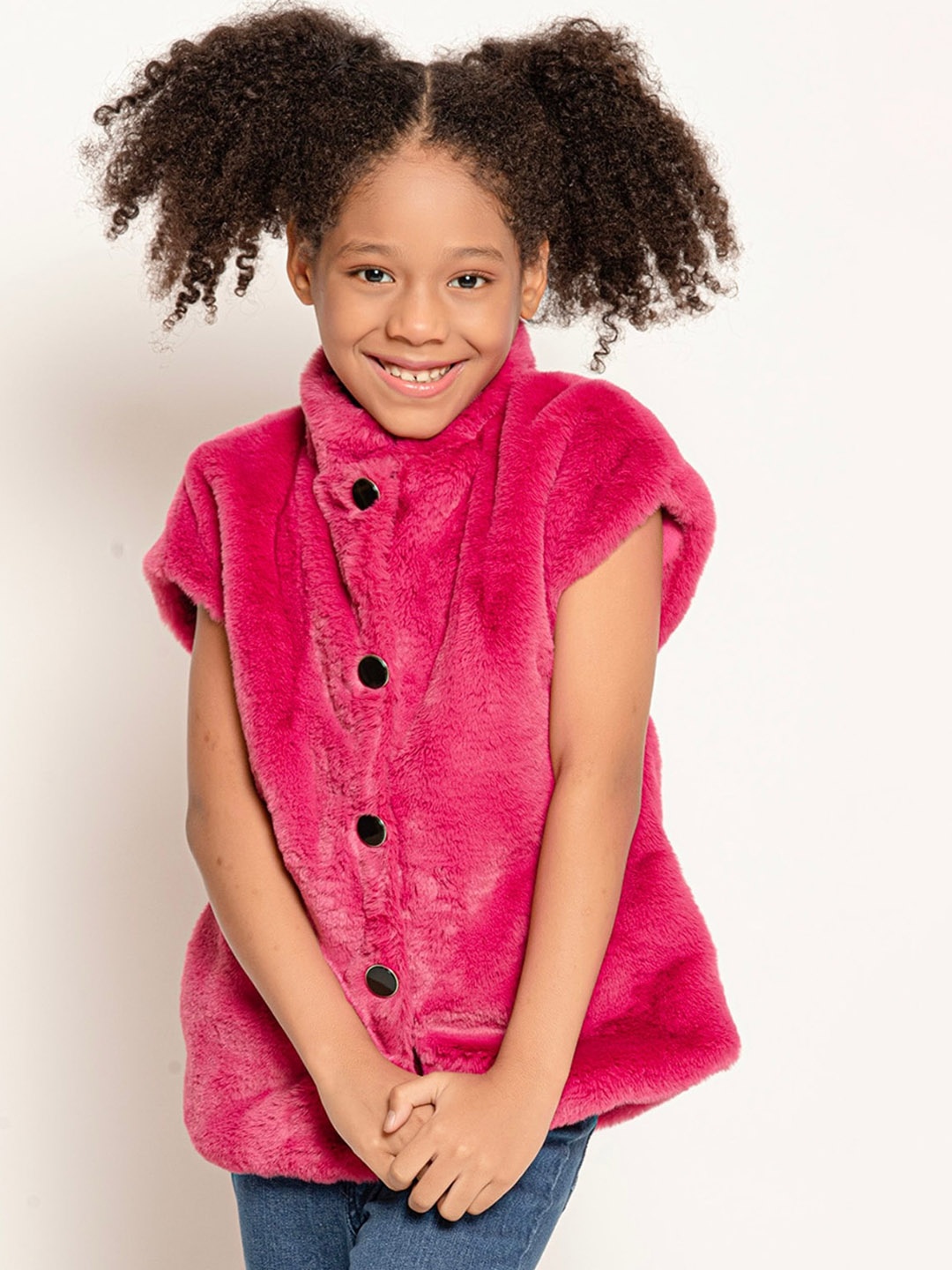 

One Friday Girls Tailored Faux Fur Trim Jacket, Pink