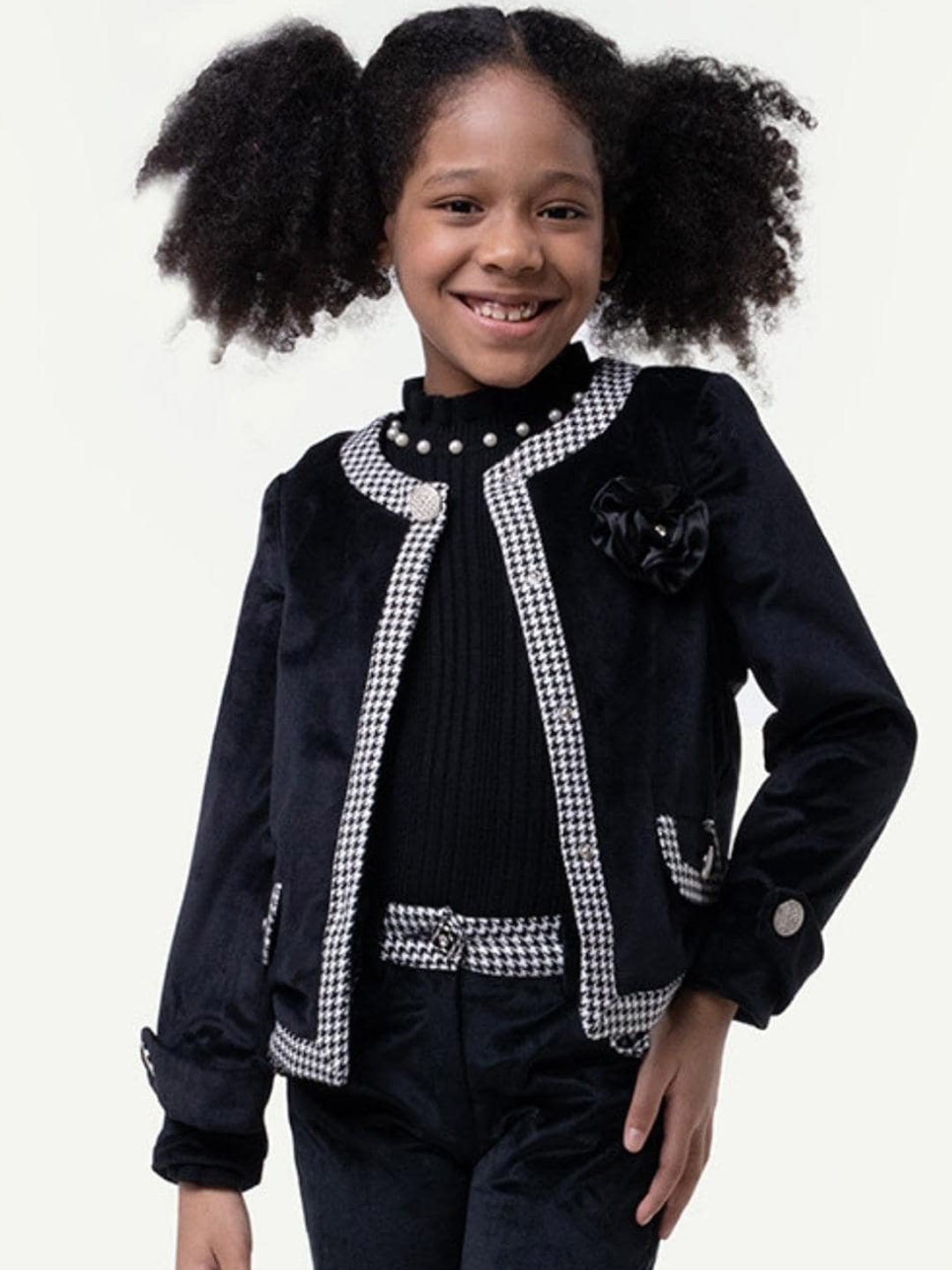 

One Friday Girls Graphic Printed Tailored Jacket, Black