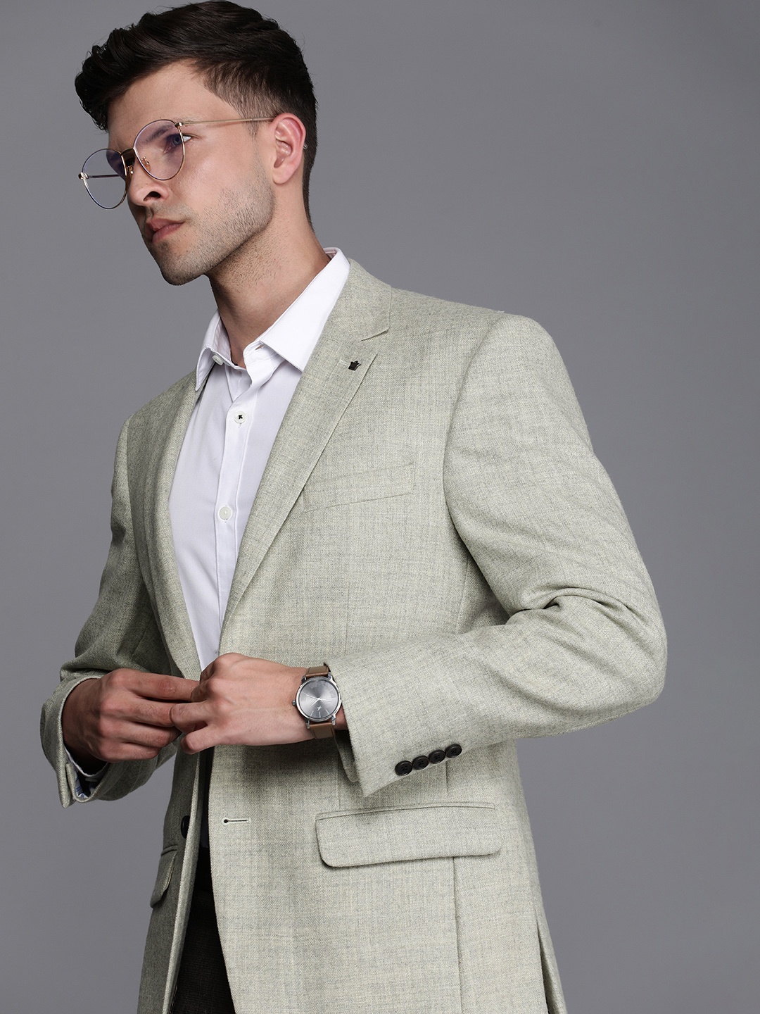 

Louis Philippe Pure Wool Single-Breasted Formal Blazers, Grey