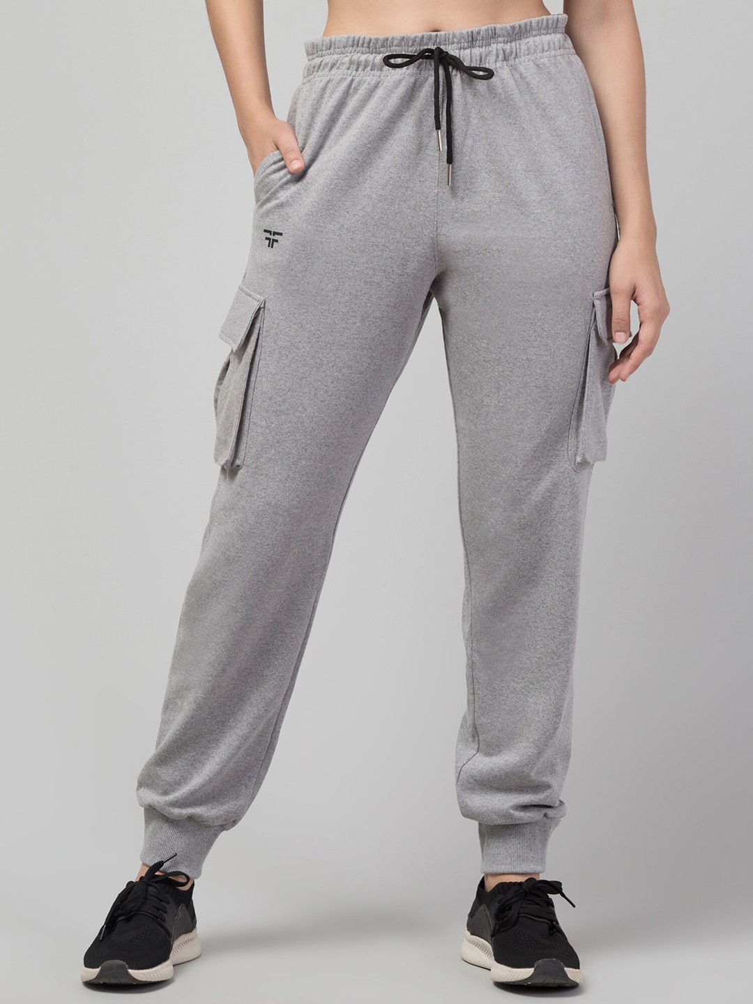 

FFLIRTYGO Women Mid-Rise Slim-Fit Cotton Joggers, Grey