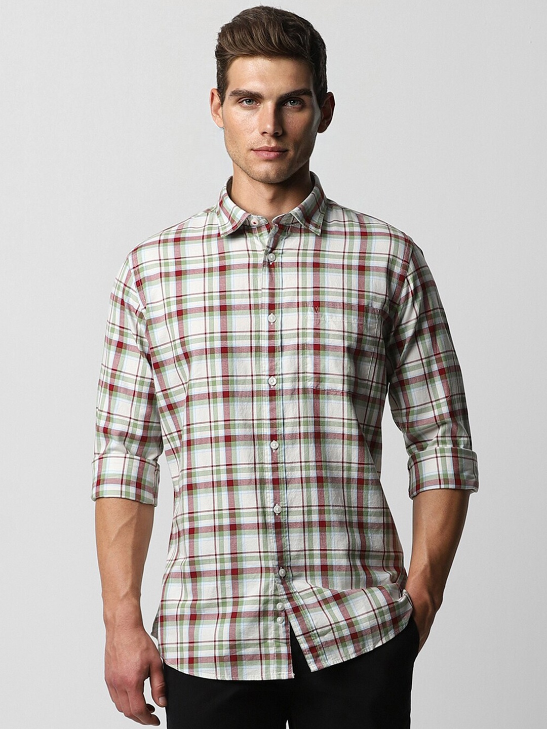

Van Heusen Sport Tartan Checks Slim Fit Opaque Pure Cotton Casual Shirt, White