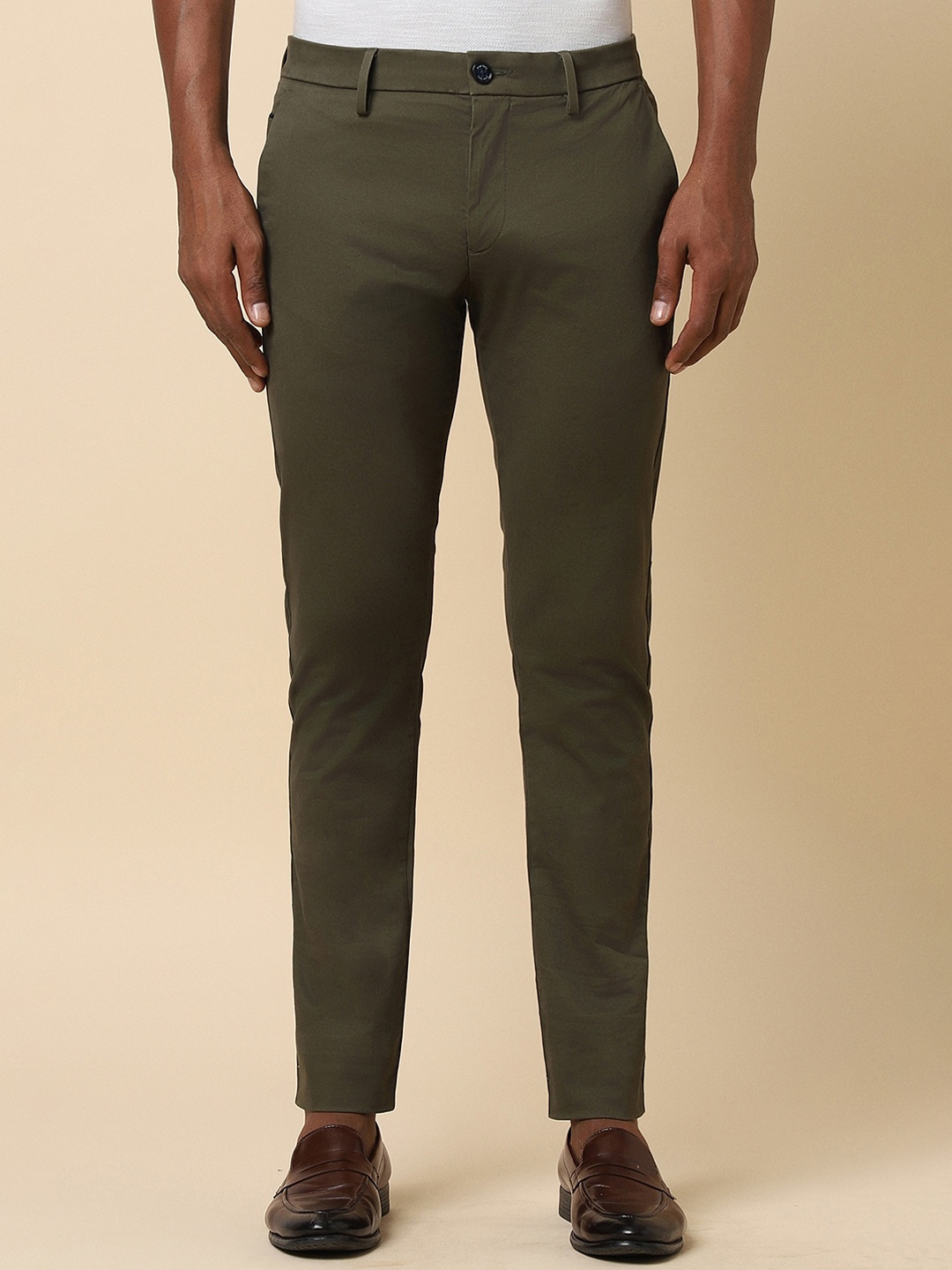 

Allen Solly Men Slim Fit Mid-Rise Trousers, Olive