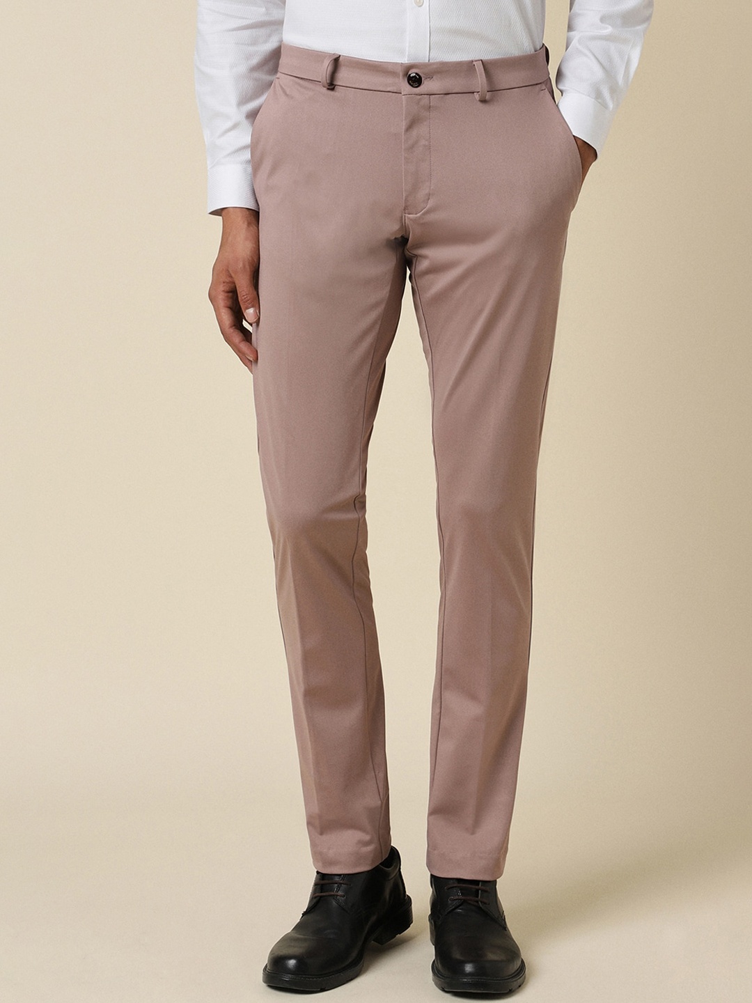 

Allen Solly Men Slim Fit Mid-Rise Formal Trousers, Mauve