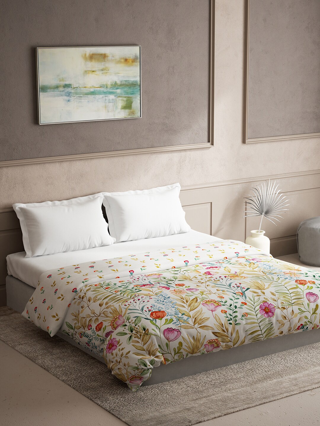 

DDecor Yellow & White Floral Mild Winter 150 GSM Double Bed Quilt