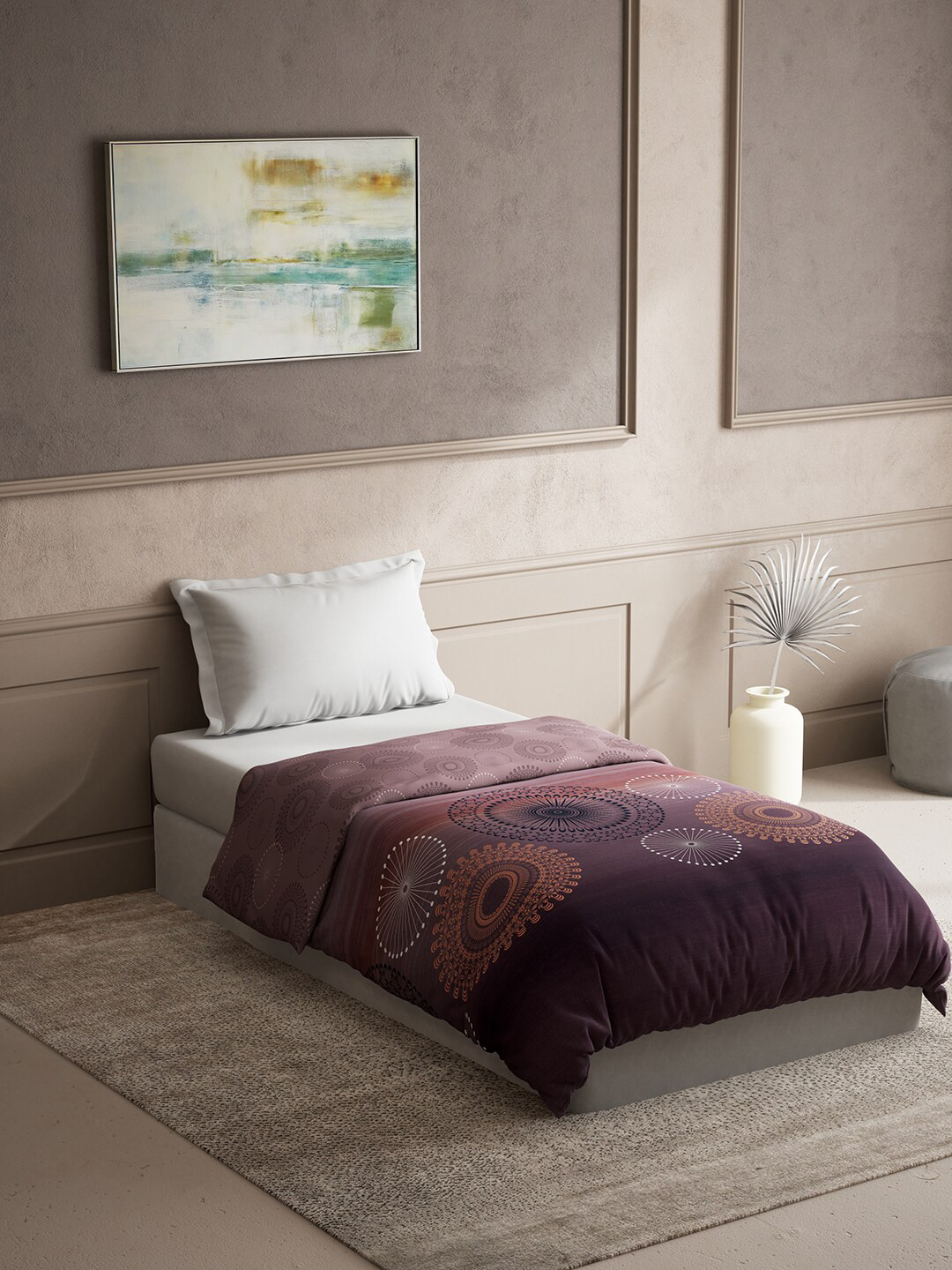 

DDecor Burgundy & White Ethnic Motifs Pure Cotton Reversible Mild Winter Single Bed Quilt