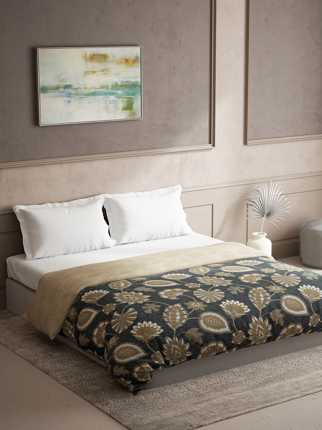 

DDecor Live Beautiful Grey & Green Mild Winter Pure Cotton 150 GSM Double Bed Quilt