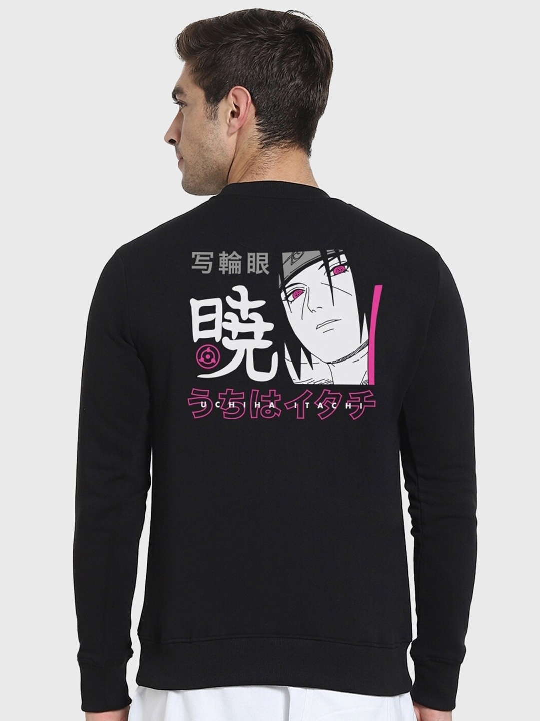 

Bewakoof Pride of the Uchicha Itachi Printed Fleece Sweatshirt, Black