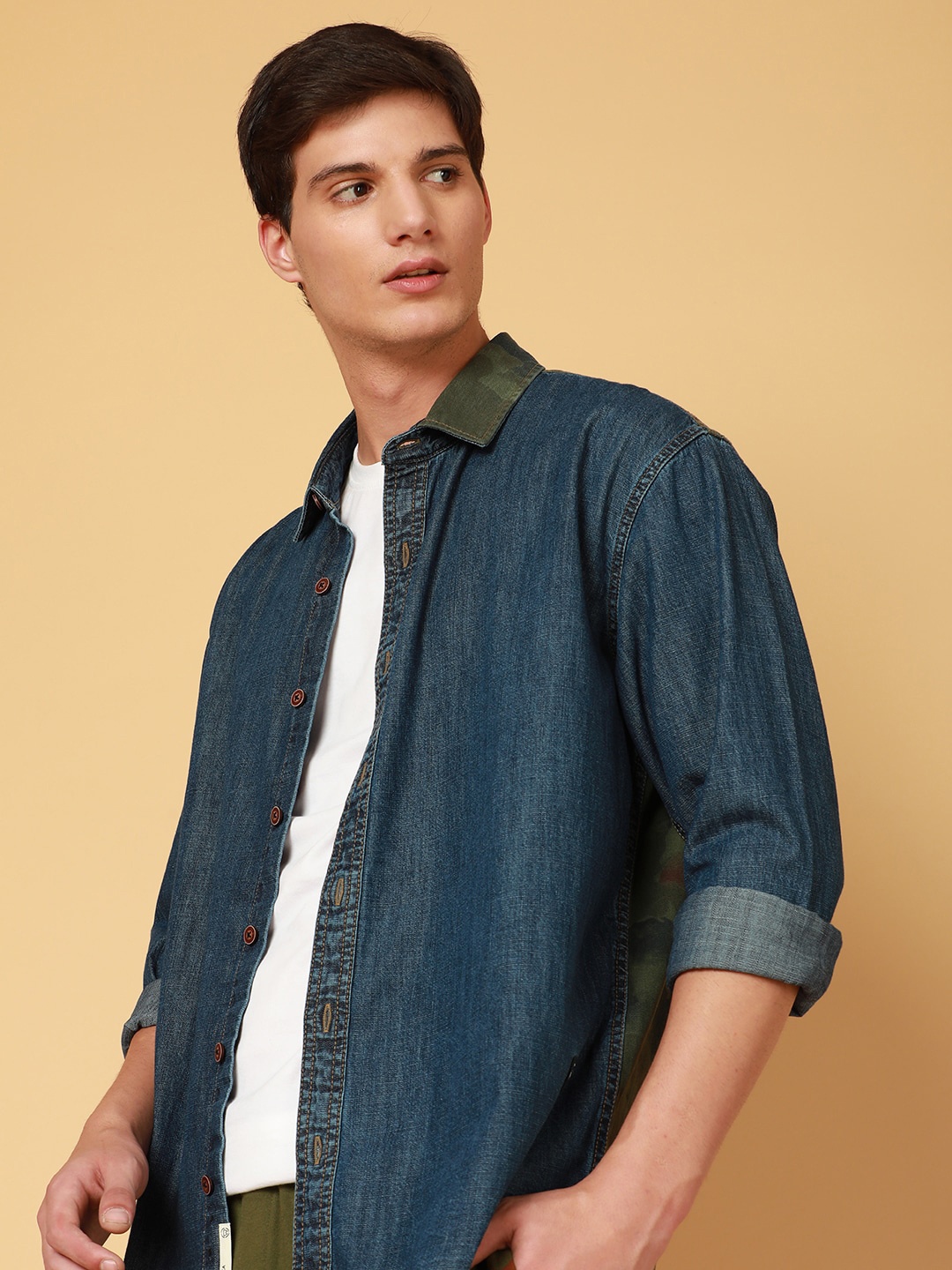 

Wrangler Standard Printed Denim Casual Shirt, Olive