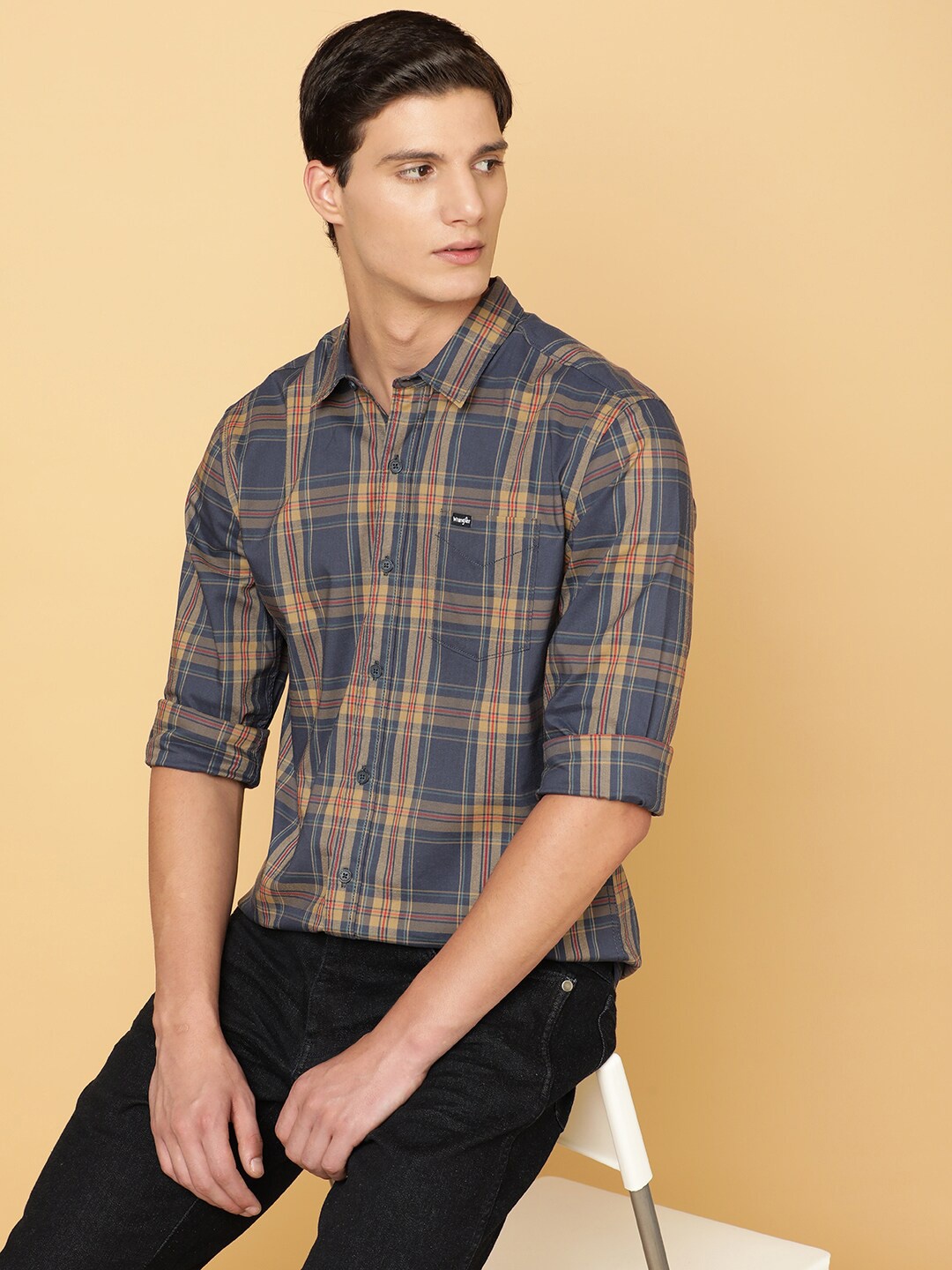 

Wrangler Standard Tartan Checked Twill Pure Cotton Shirt, Brown