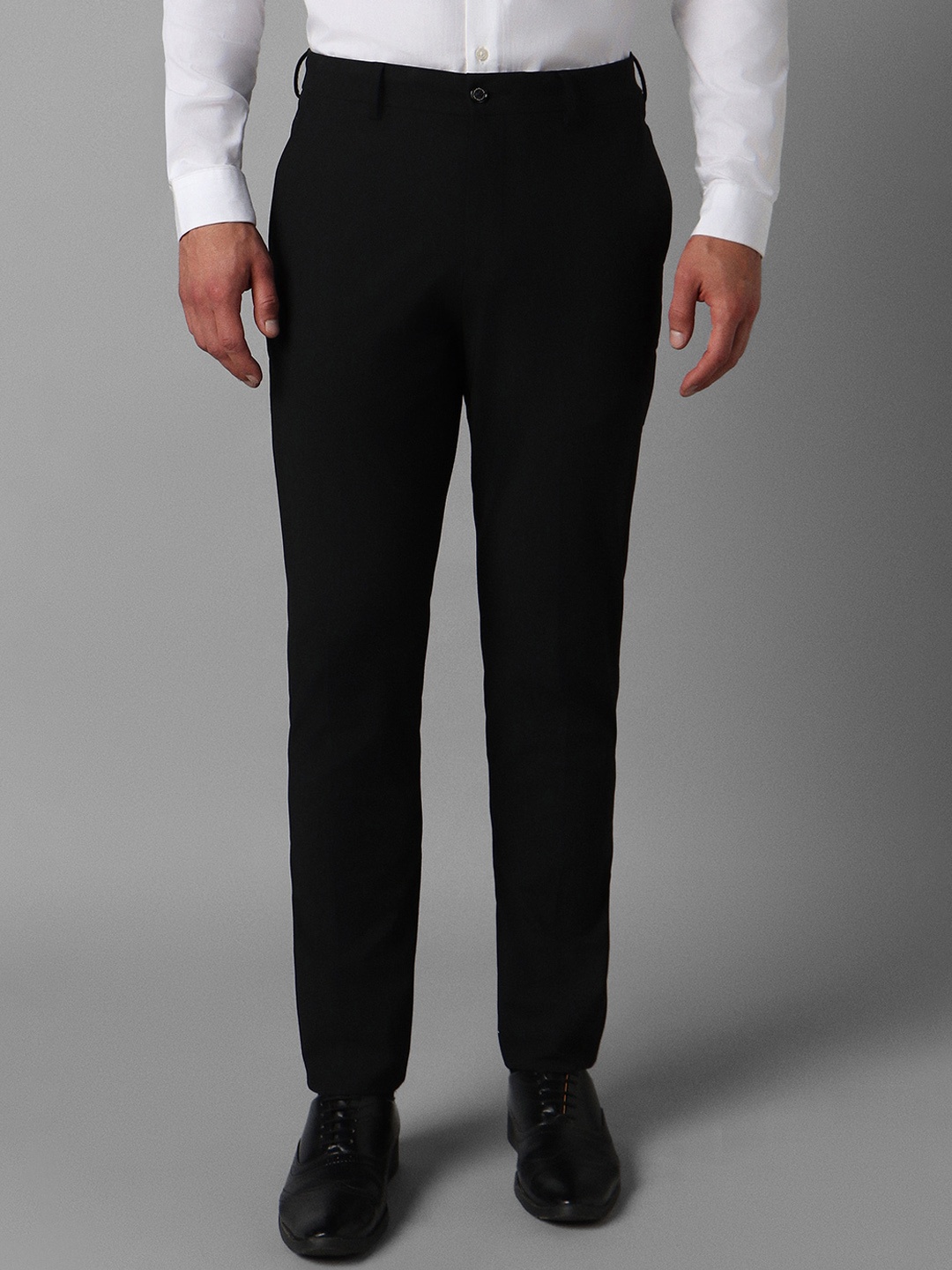 

Louis Philippe Men Slim Fit Mid-Rise Flat Front Formal Trousers, Black