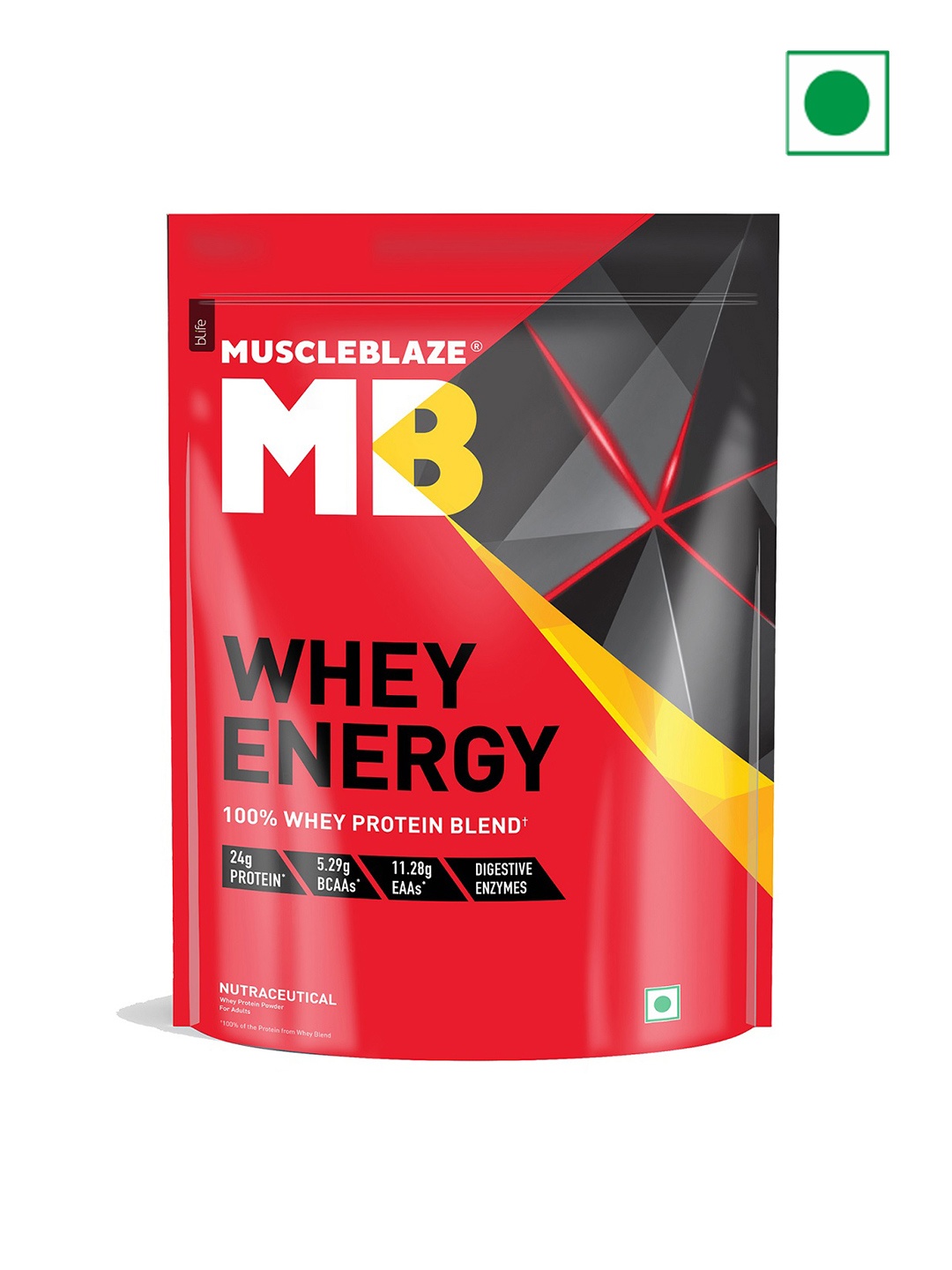 

MuscleBlaze Whey Energy Protein - Chocolate 1 kg / 2.2 lb, Brown