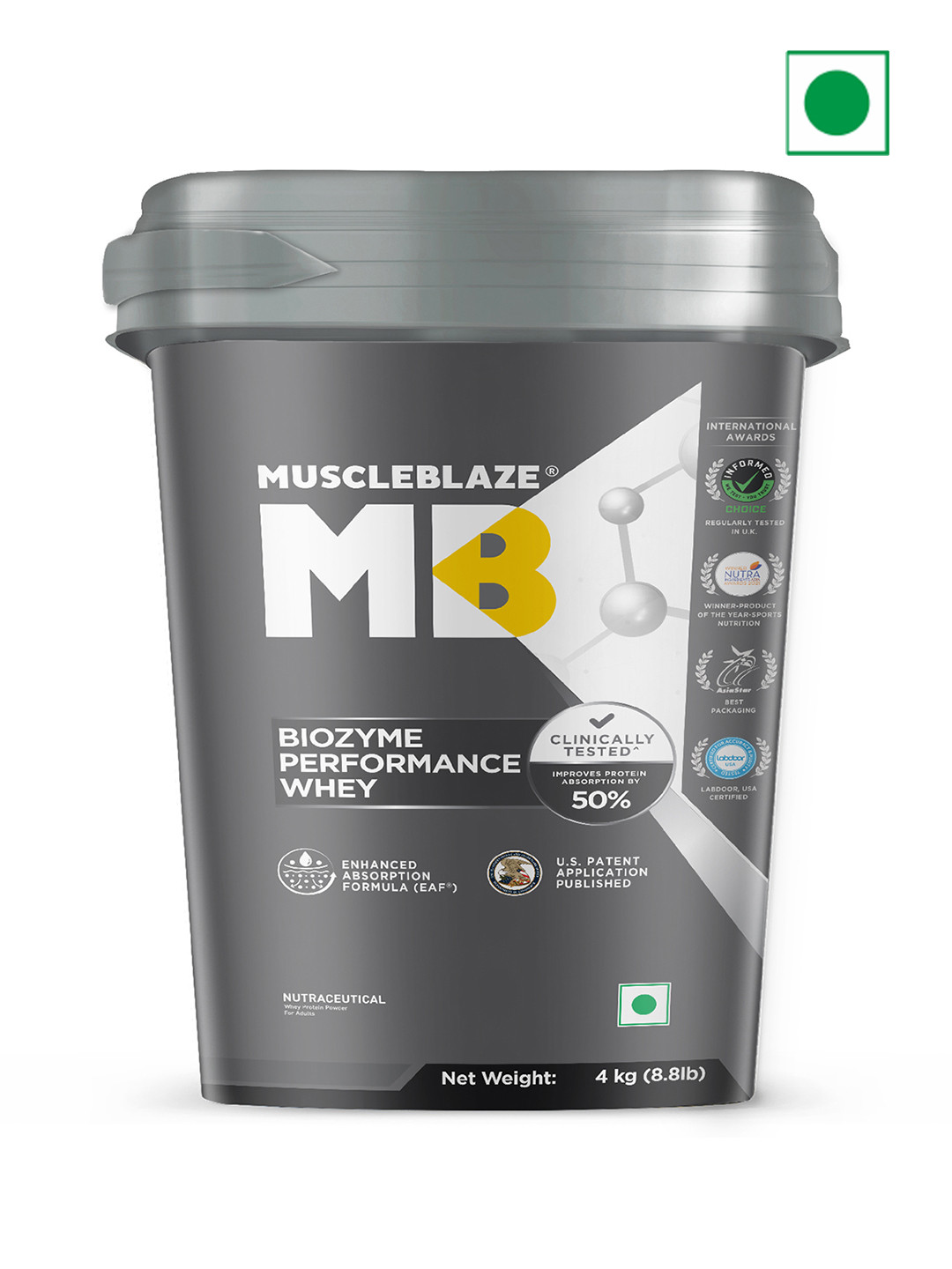 

MuscleBlaze Biozyme Chocolate Proteins- 4 kg / 8.8 lb,, Brown
