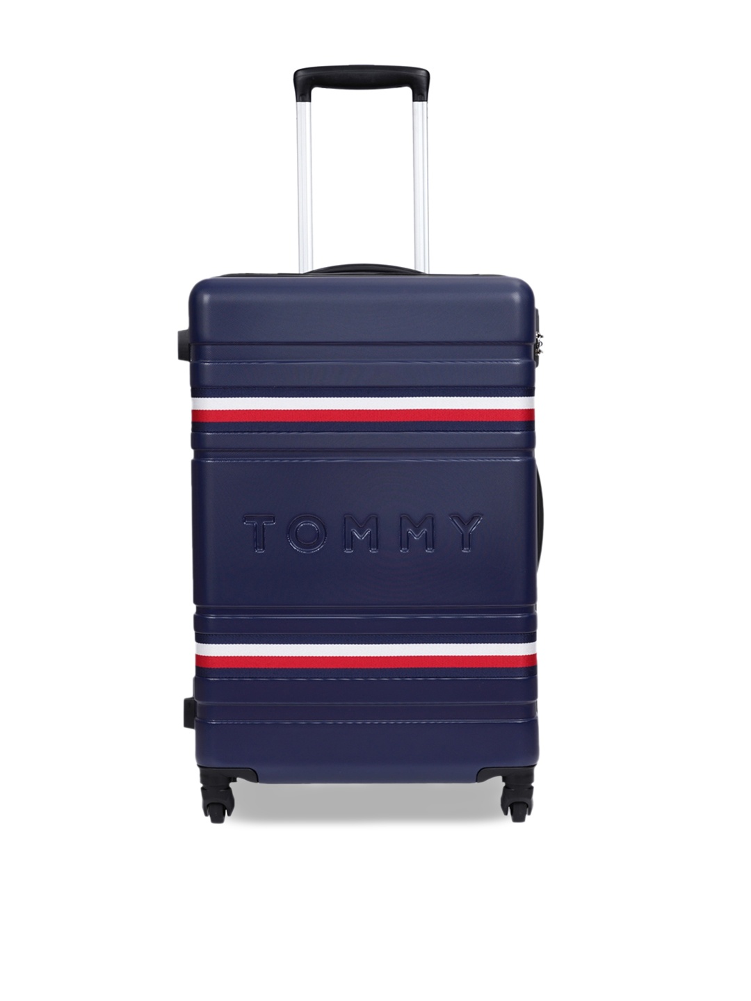 

Tommy Hilfiger Textured Hard-Sided 360-Degree Rotation Medium Trolley Suitcase- 44.5 cm, Navy blue