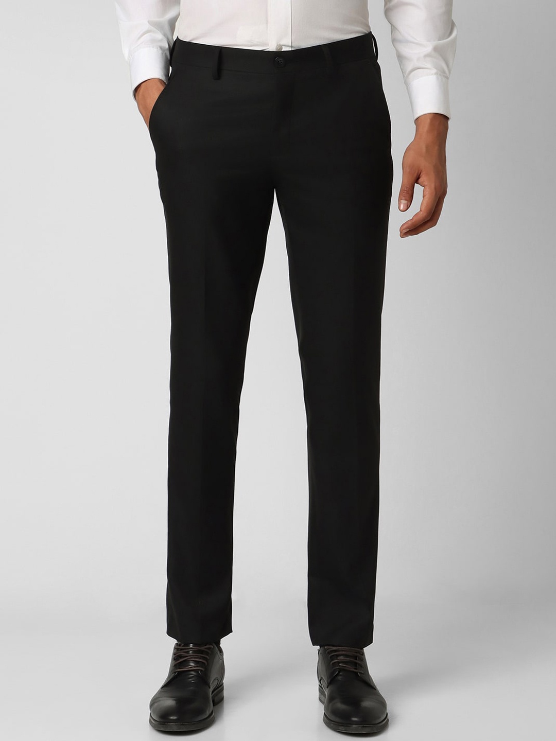 

V Dot Men Slim Fit Formal Trousers, Black