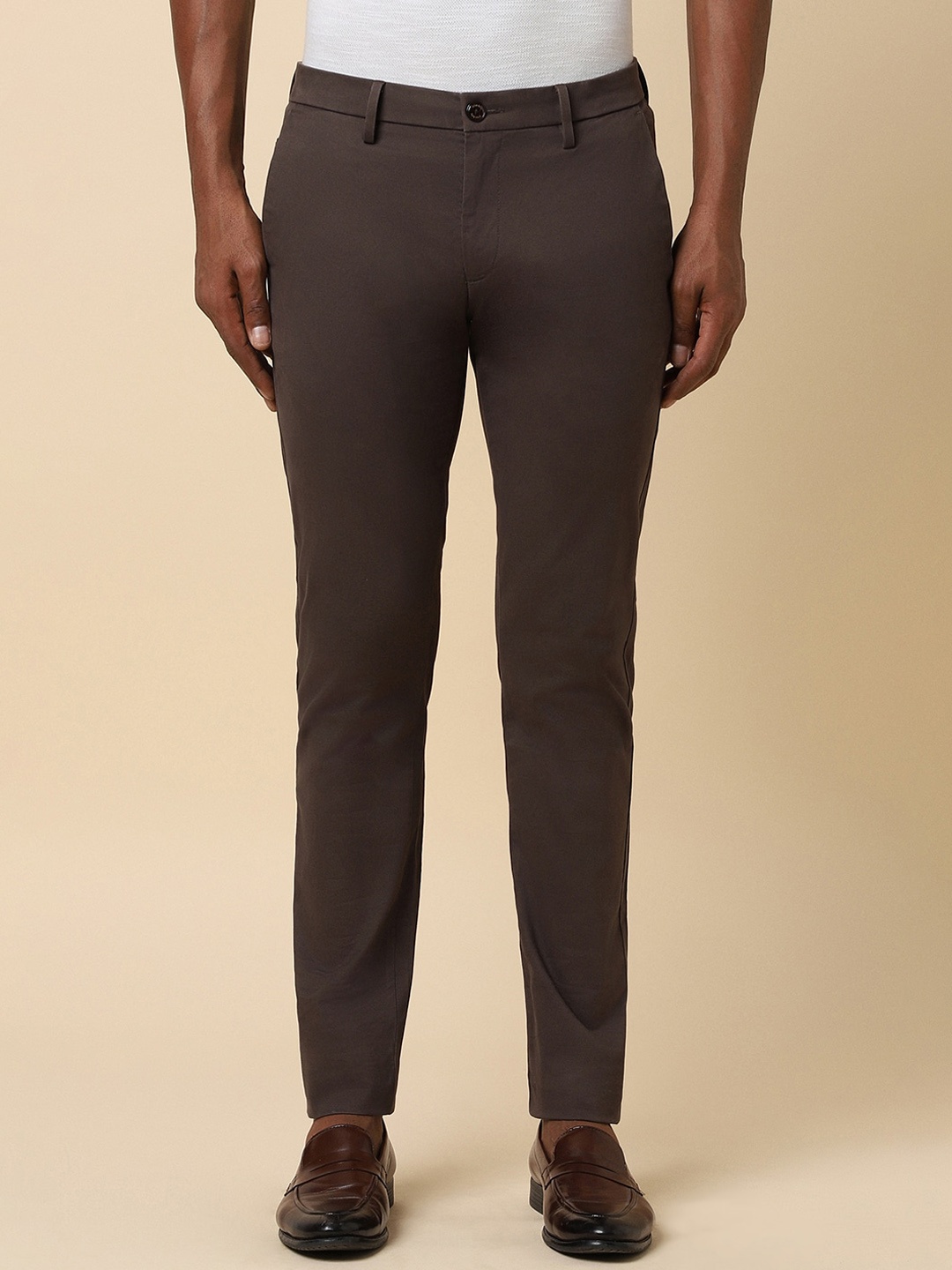 

Allen Solly Men Slim Fit Mid-Rise Trousers, Brown