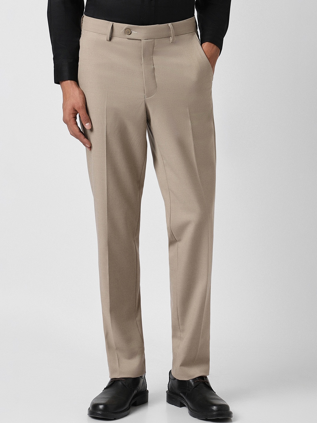 

Van Heusen Men Mid-Rise Formal Trousers, Beige