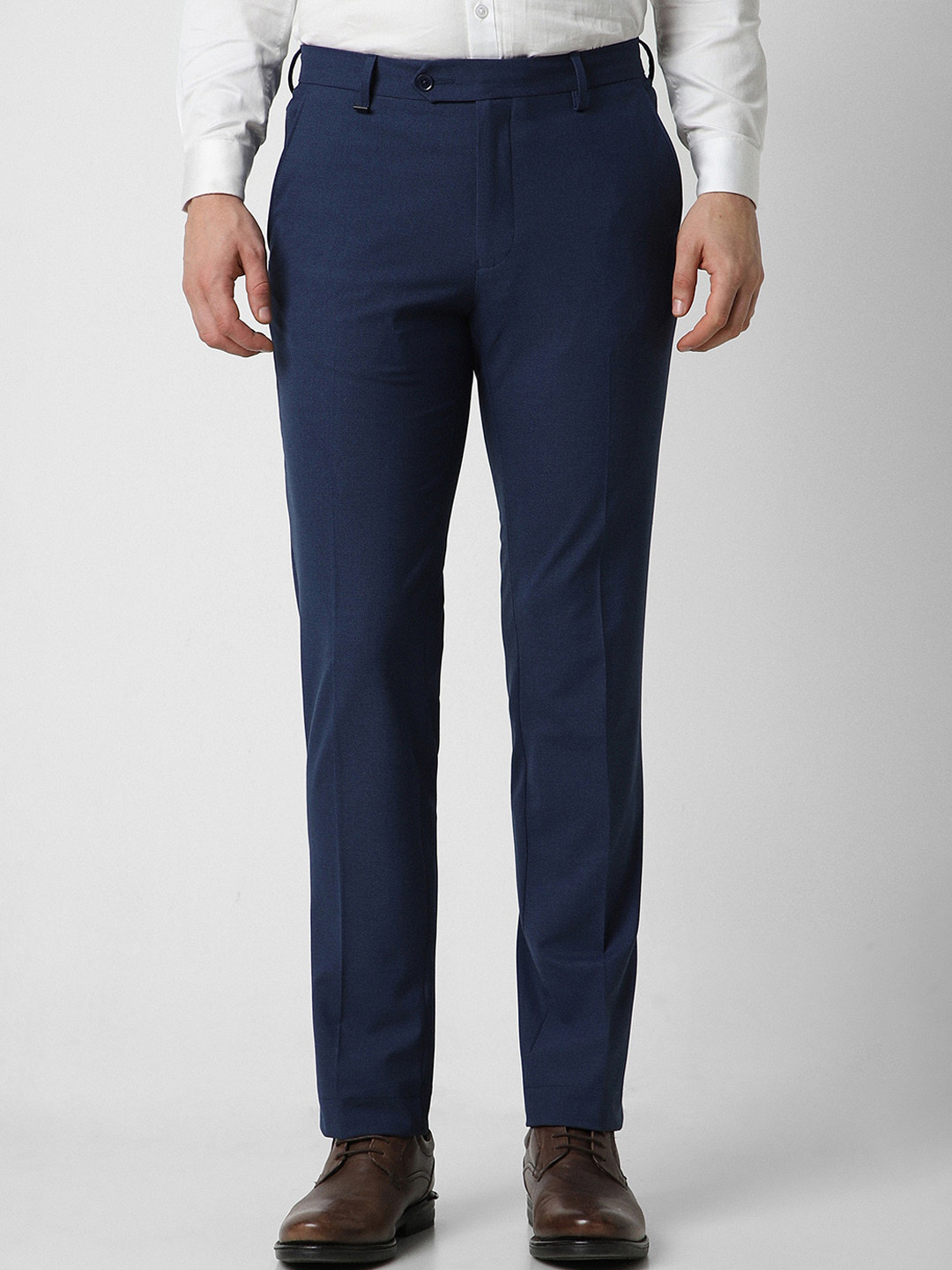 

Van Heusen Men Mid Rise Slim Fit Formal Trousers, Navy blue