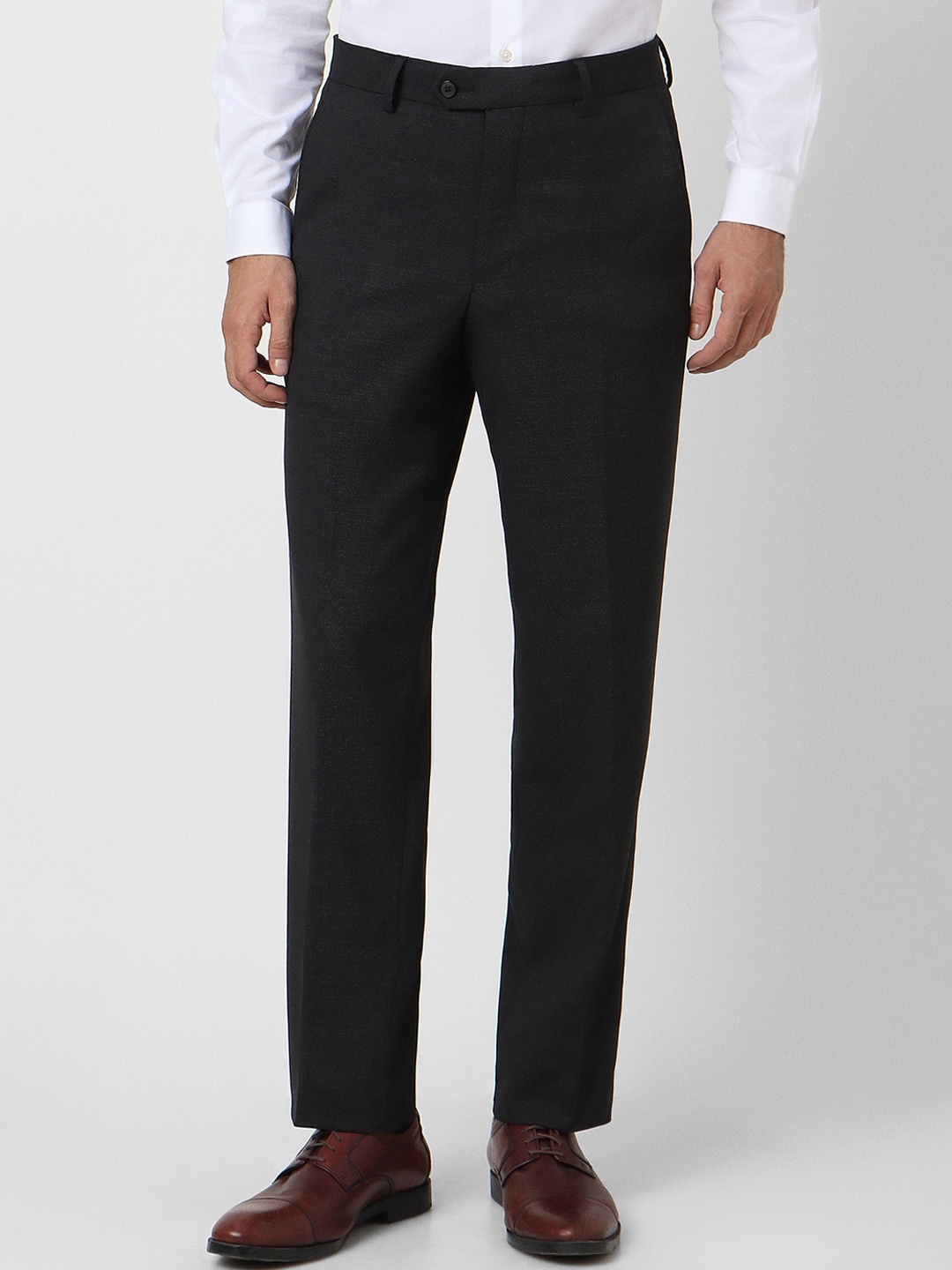 

Van Heusen Men Mid Rise Slim Fit Formal Trousers, Black