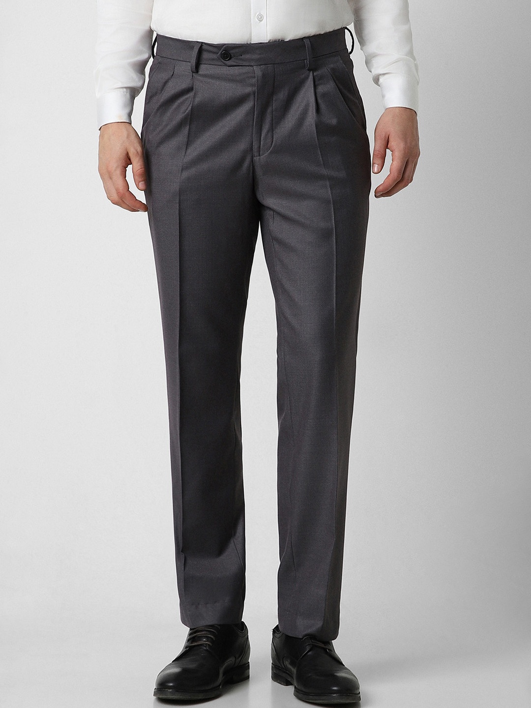 

Van Heusen Men Mid Rise Slim Fit Formal Trousers, Grey