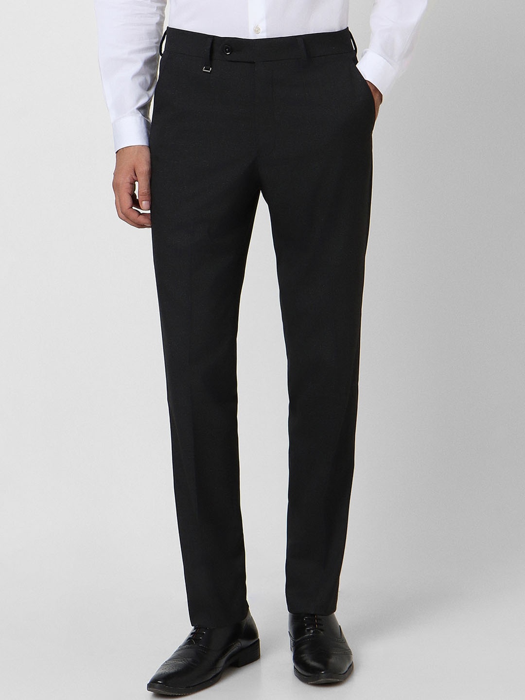 

Van Heusen Men Mid Rise Slim Fit Formal Trousers, Black