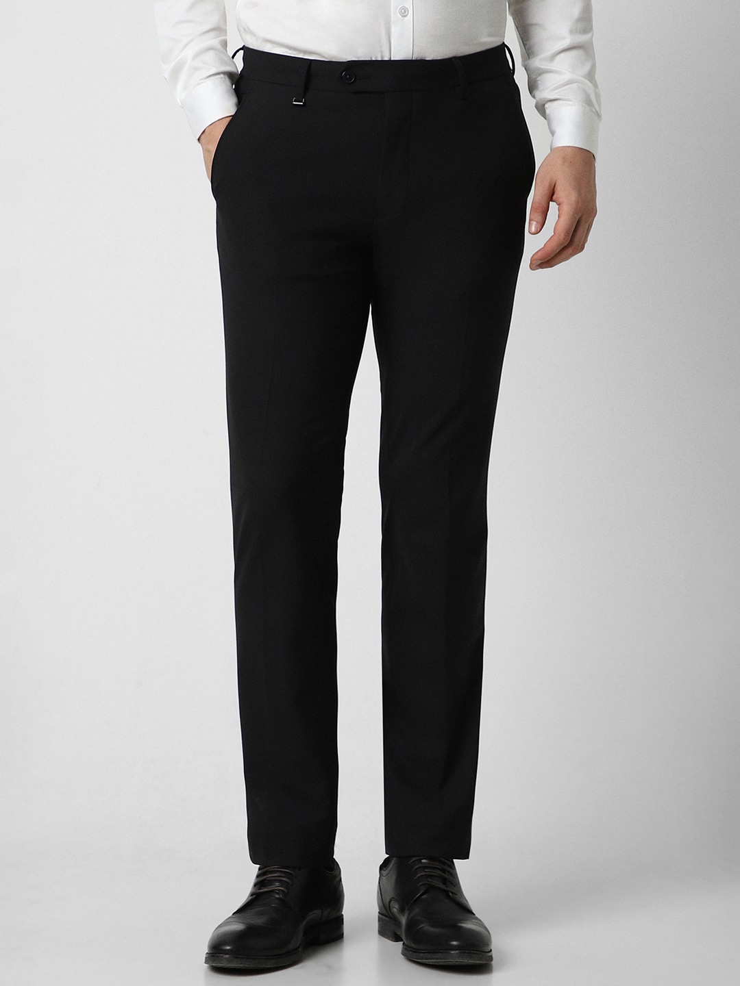 

Van Heusen Men Mid Rise Slim Fit Formal Trousers, Black