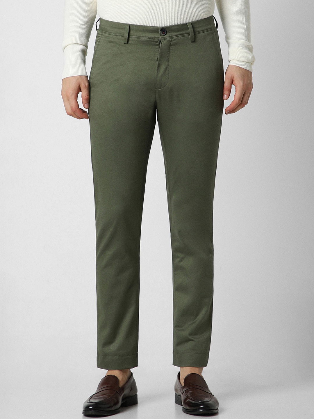 

Van Heusen Sport Men Mid Rise Slim Fit Cotton Chinos Trousers, Olive