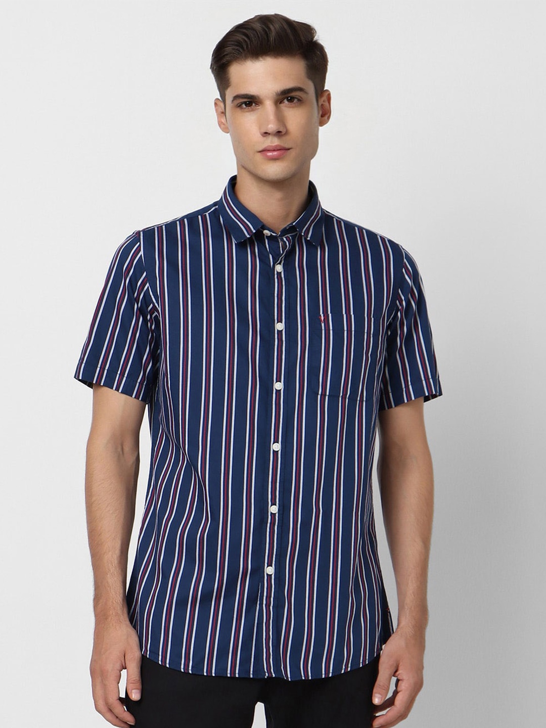 

Van Heusen Sport Striped Slim Fit Pure Cotton Casual Shirt, Blue