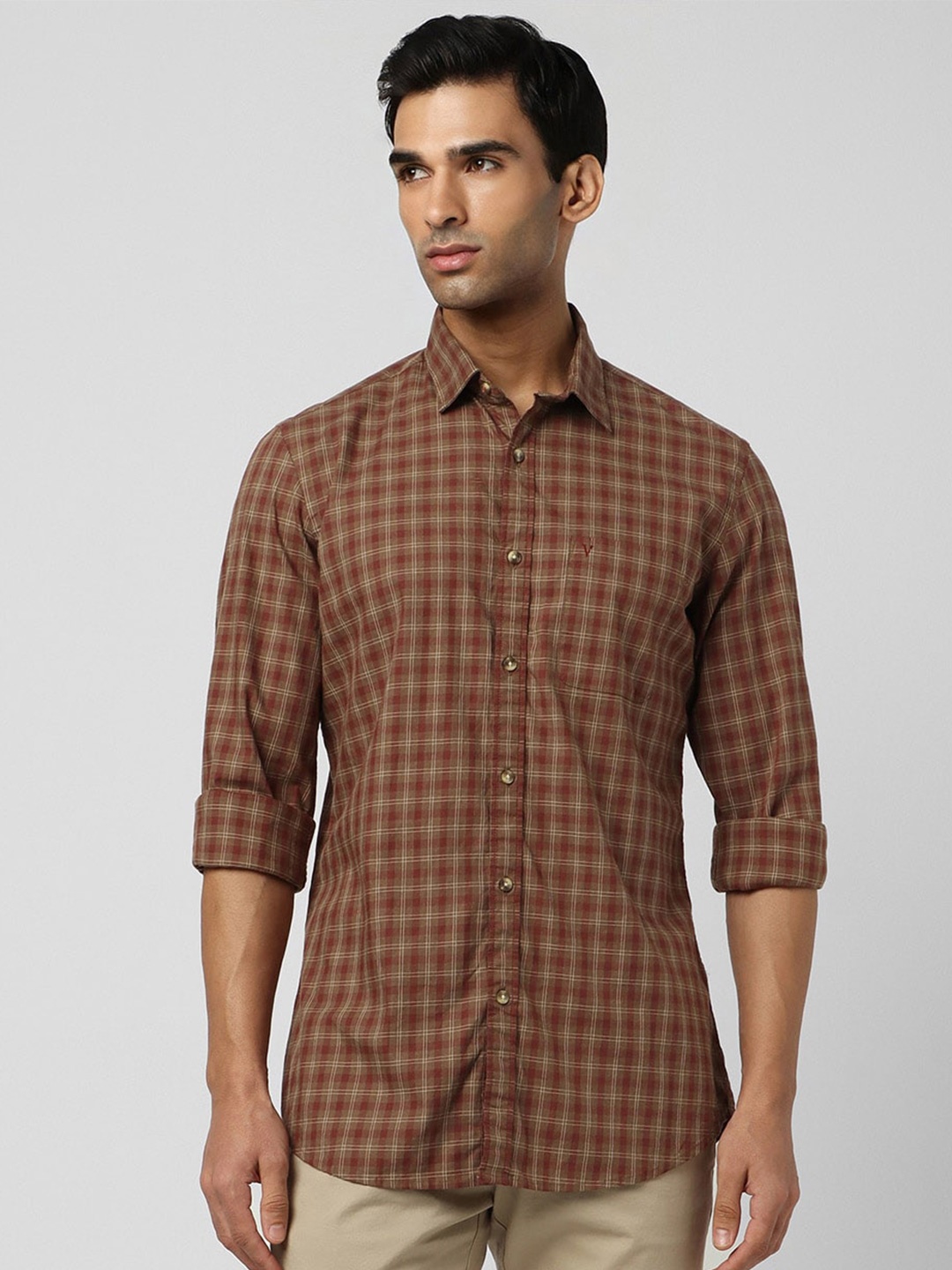 

Van Heusen Sport Slim Fit Opaque Checked Casual Shirt, Brown
