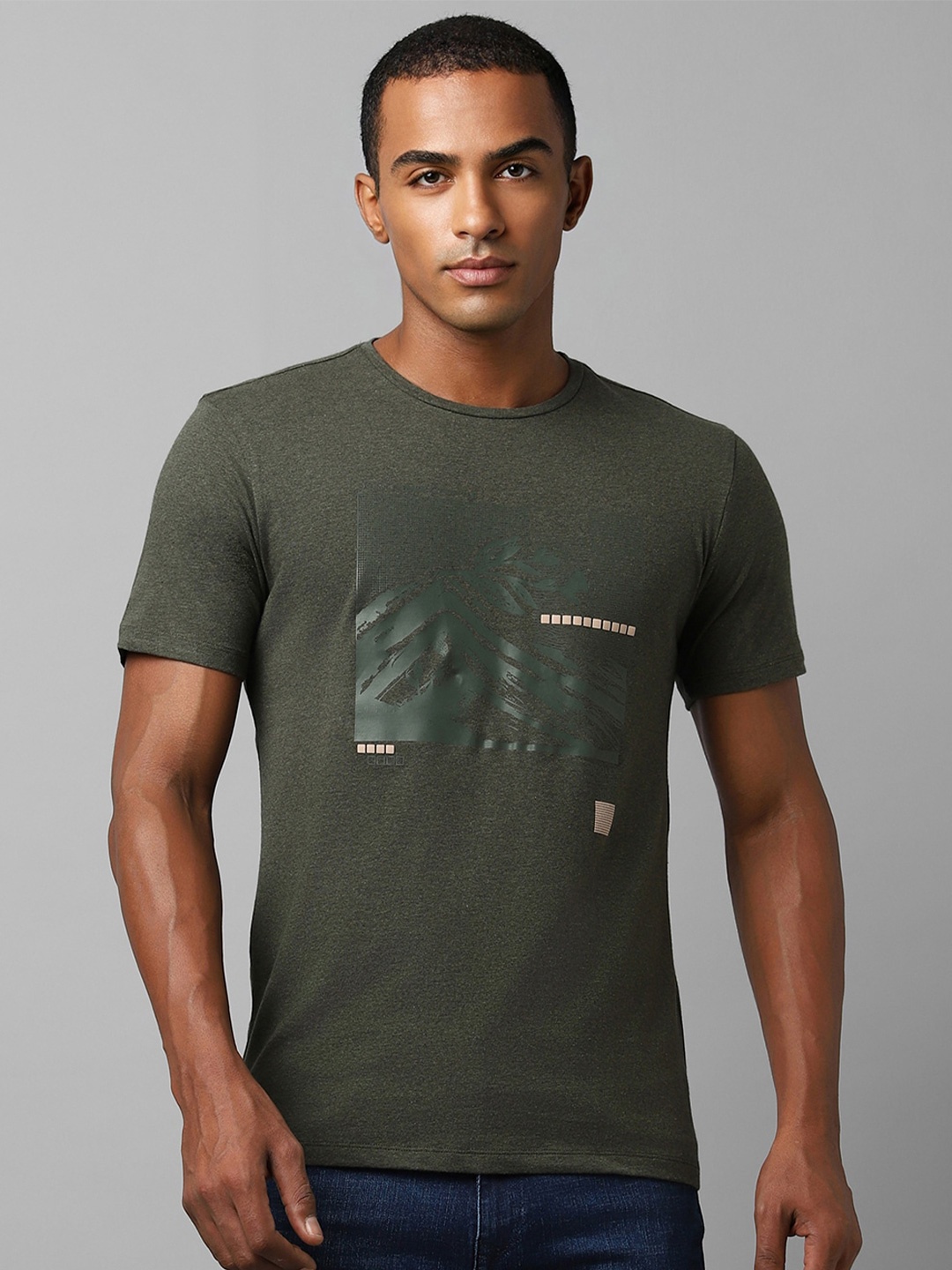 

Allen Solly Graphic Printed Slim Fit T-shirt, Green
