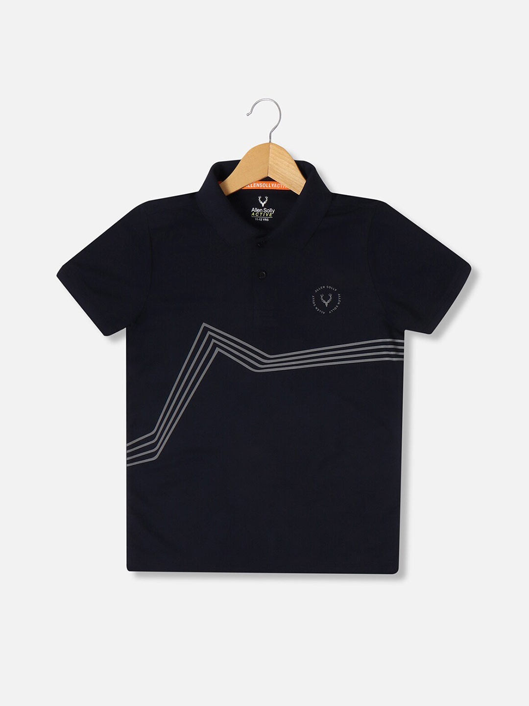 

Allen Solly Junior Boys Geometric Printed Polo Collar Pure Cotton T-shirt, Navy blue