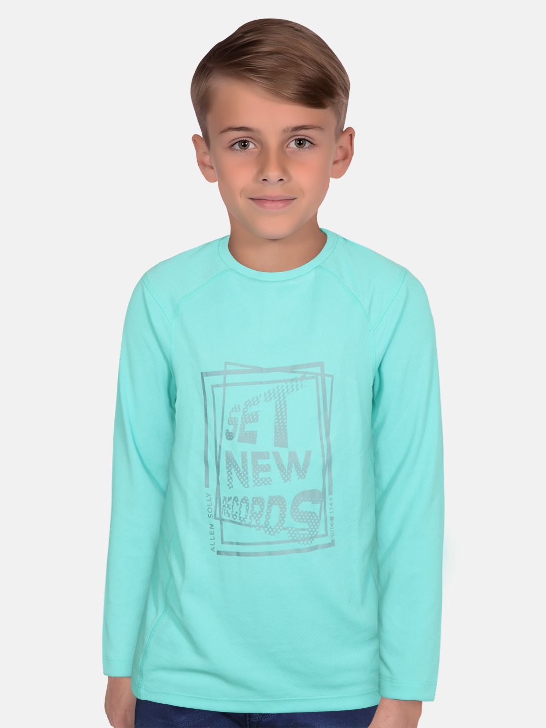 

Allen Solly Junior Boys Typography Printed Pure Cotton T-shirt, Blue