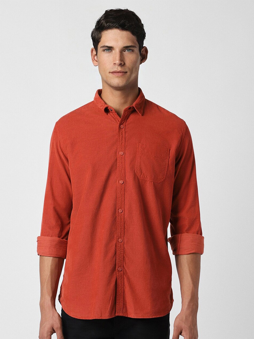 

VAN HEUSEN DENIM LABS Slim Fit Opaque Pure Cotton Casual Shirt, Orange