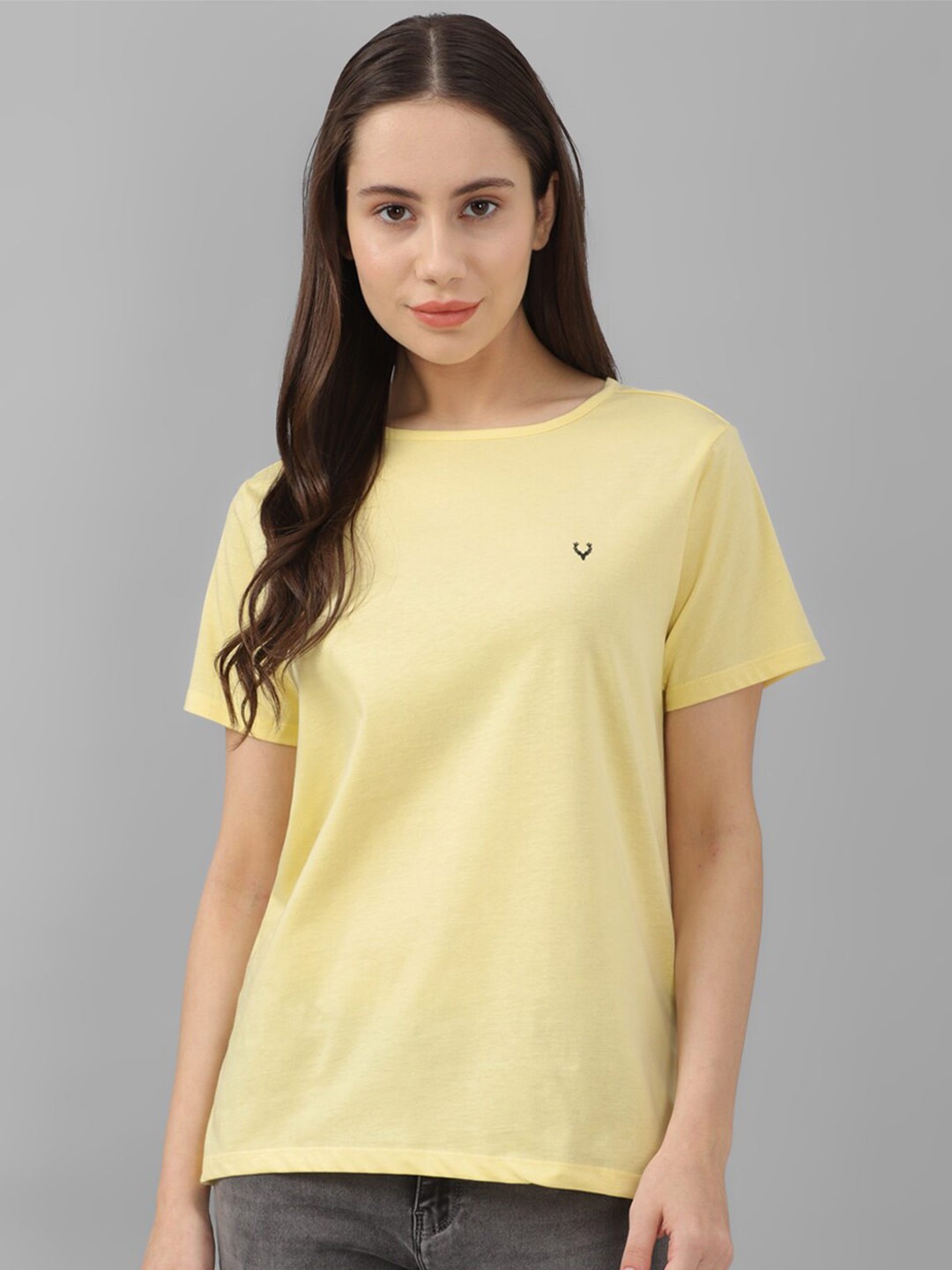 

Allen Solly Woman Round Neck Pure Cotton T-shirt, Yellow