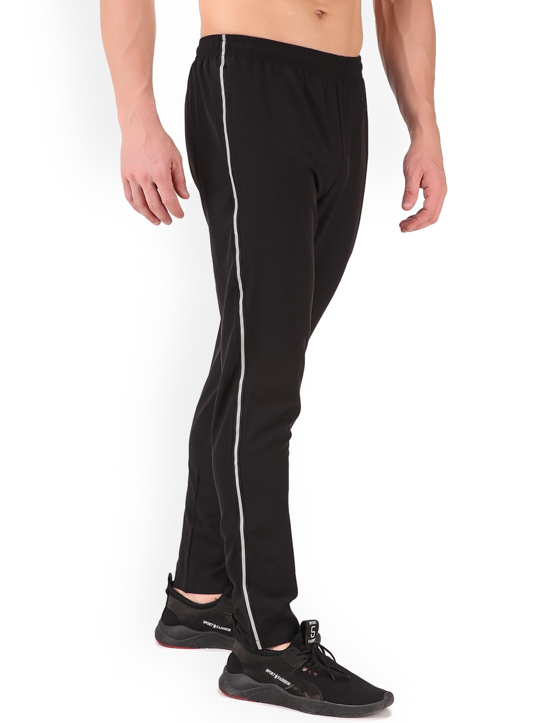 

REDESIGN Men Dry Fit Stretchable Track Pants, Black